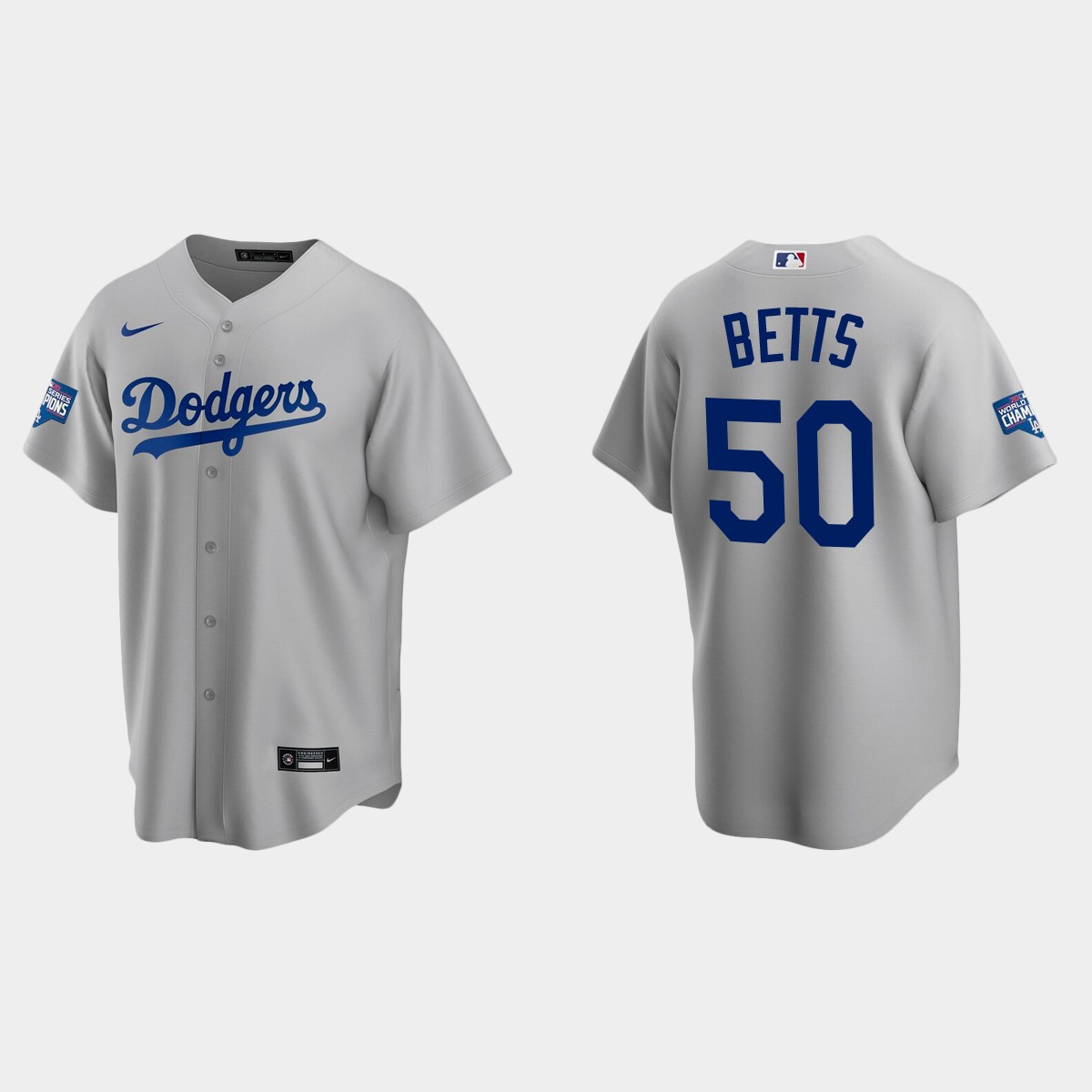 Los Angeles Dodgers #50 Mookie Betts Alternate Team 2020 World Series Champions Jersey - White