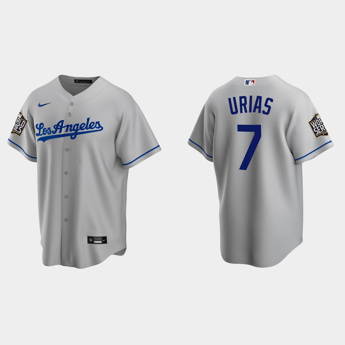 Los Angeles Dodgers #7 Julio Urias 2020 World Series Road Jersey - Gray