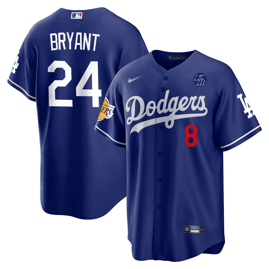 Los Angeles Dodgers #8/24 Kobe Bryant Lakers/Los Angeles Dodgers Patch Cool Base Royal  Jersey - All Stitched