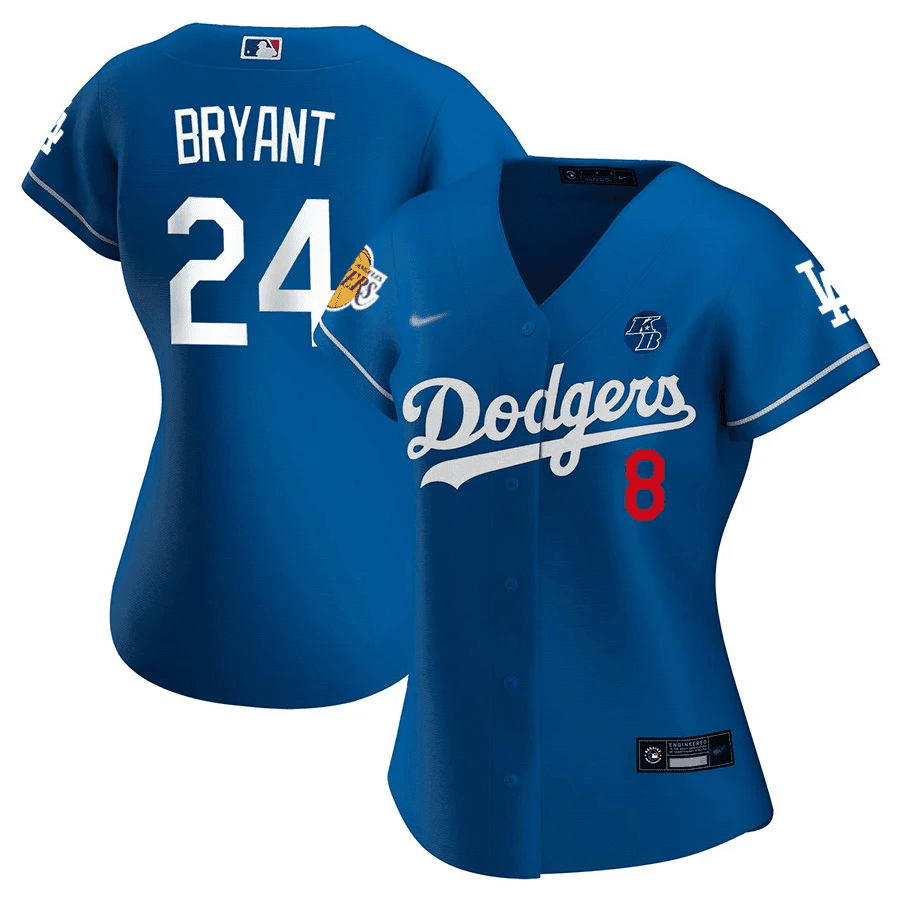 Los Angeles Dodgers #8/24 Kobe Bryant Lakers/Los Angeles Dodgers Patch Royal Jersey - All Stitched