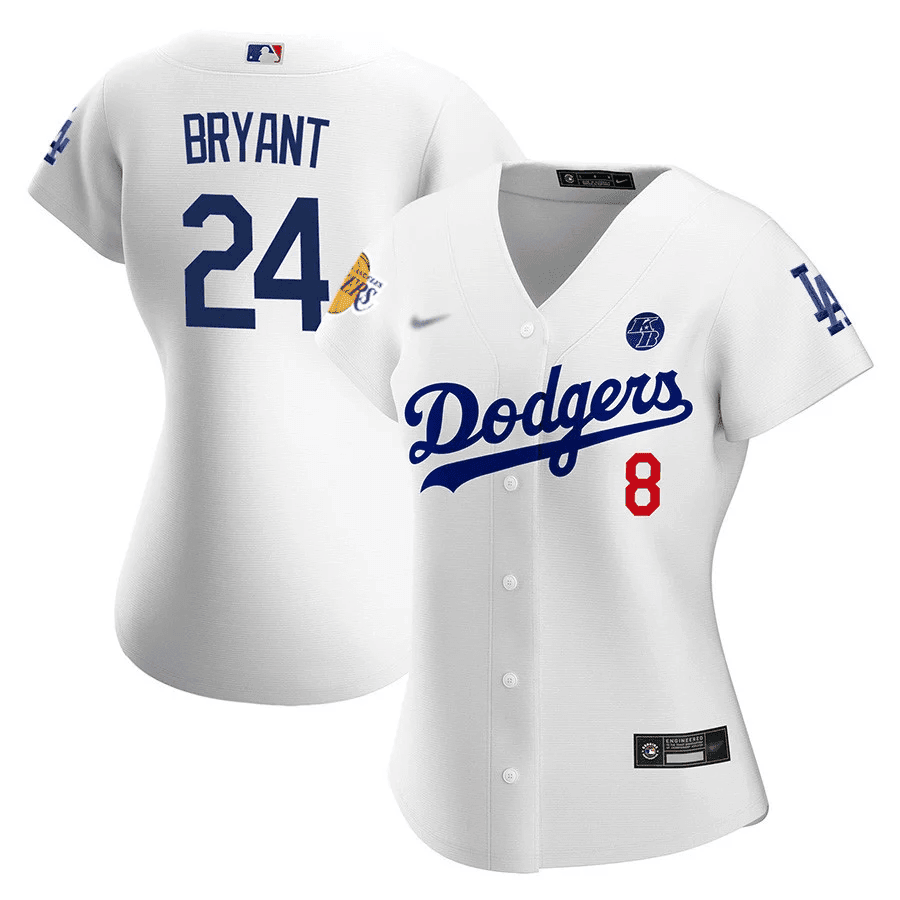 Los Angeles Dodgers #8/24 Kobe Bryant Lakers/Los Angeles Dodgers Patch White Jersey - All Stitched