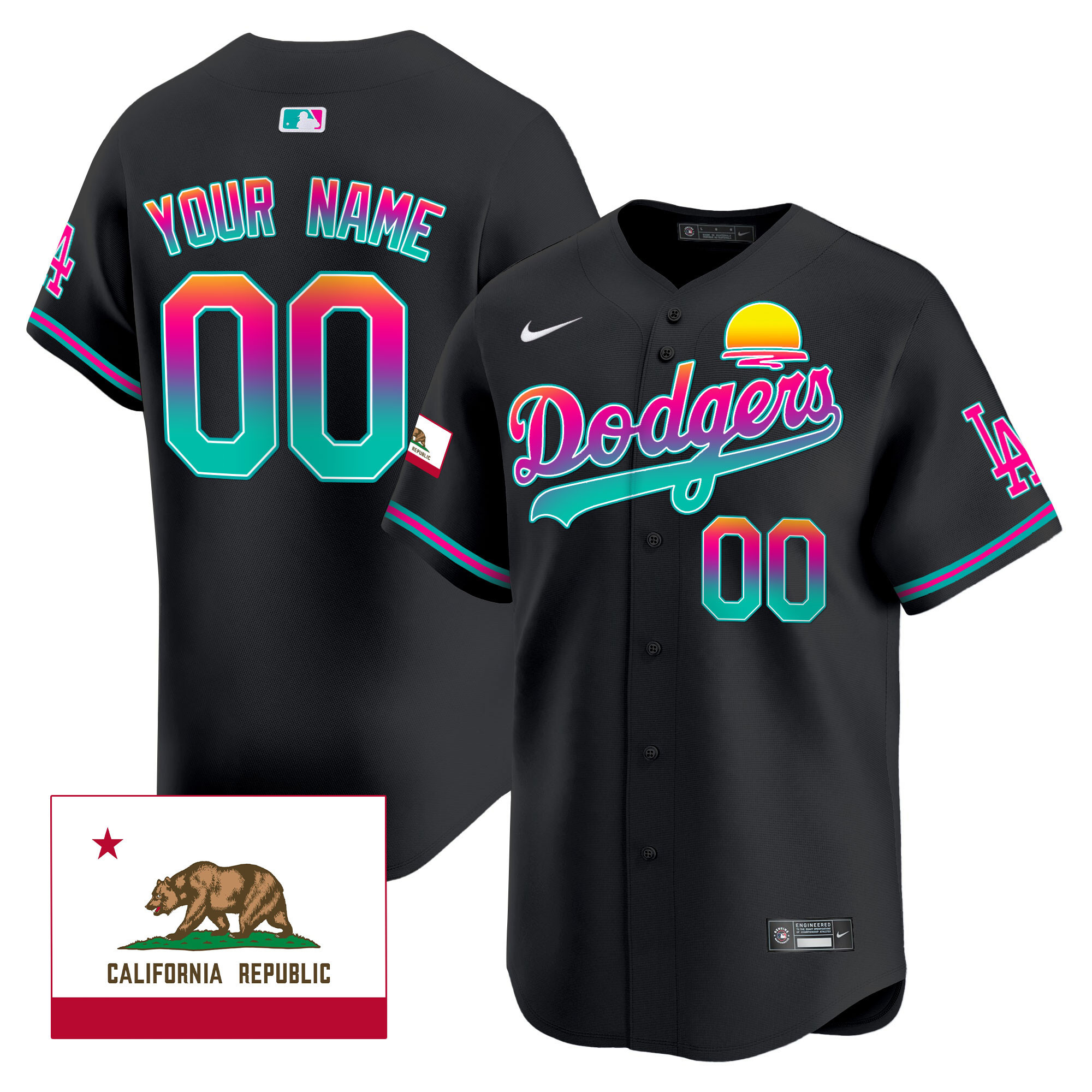 Los Angeles Dodgers 2024 Los Angeles City Style Vapor Premier Limited Custom Black Jersey - All Stitched