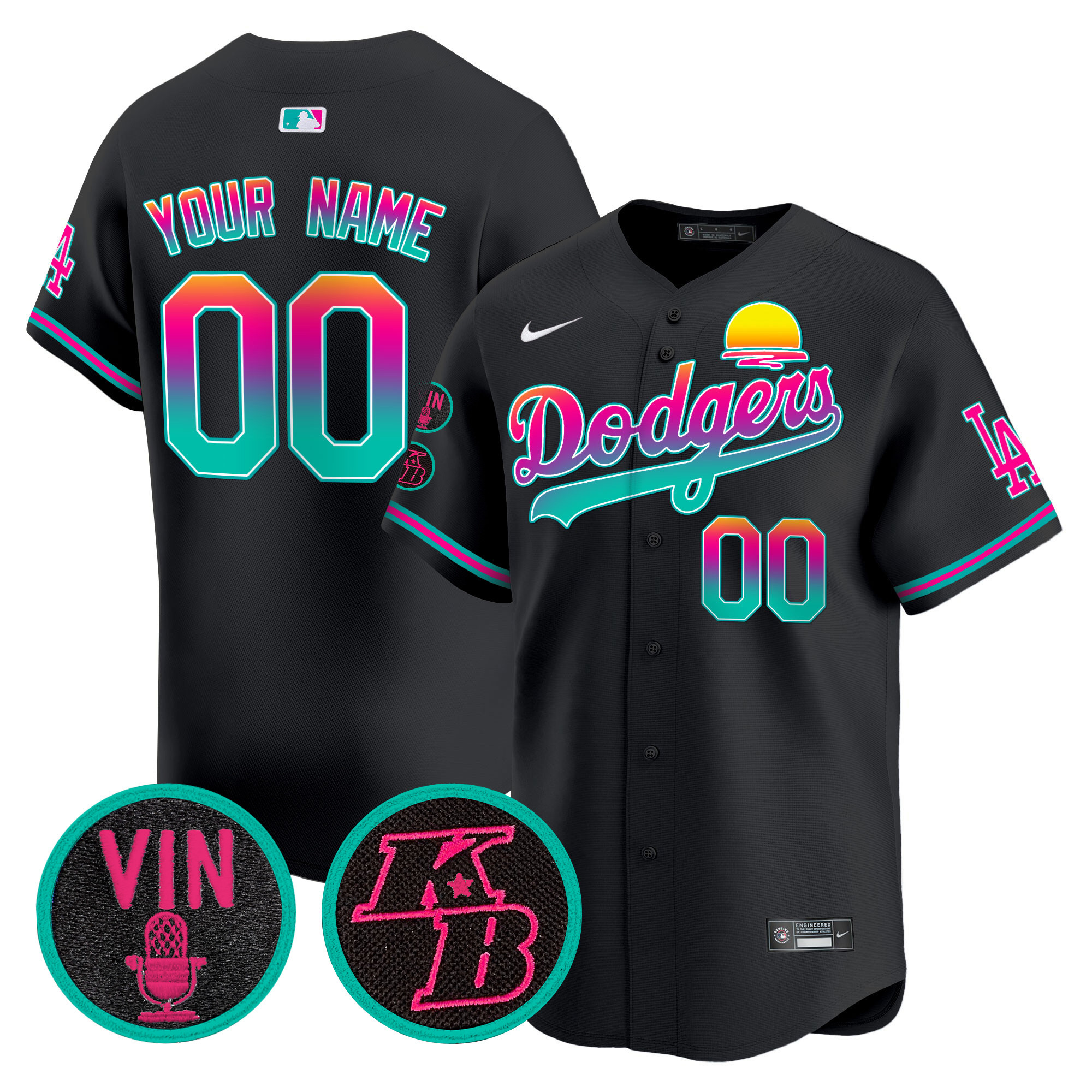 Los Angeles Dodgers 2024 Los Angeles City Style Vapor Premier Limited Custom V2 Black Jersey - All Stitched