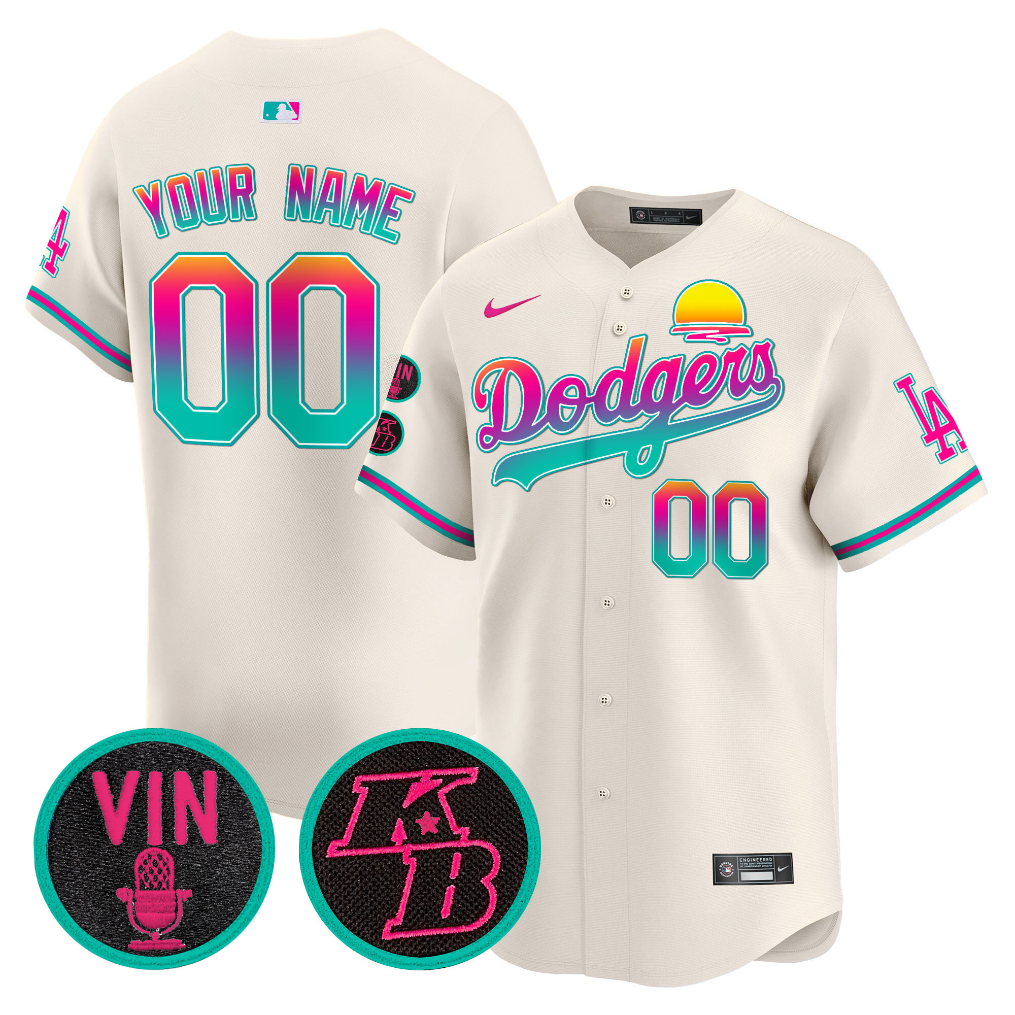 Los Angeles Dodgers 2024 Los Angeles City Style Vapor Premier Limited Custom V2 Cream Jersey - All Stitched