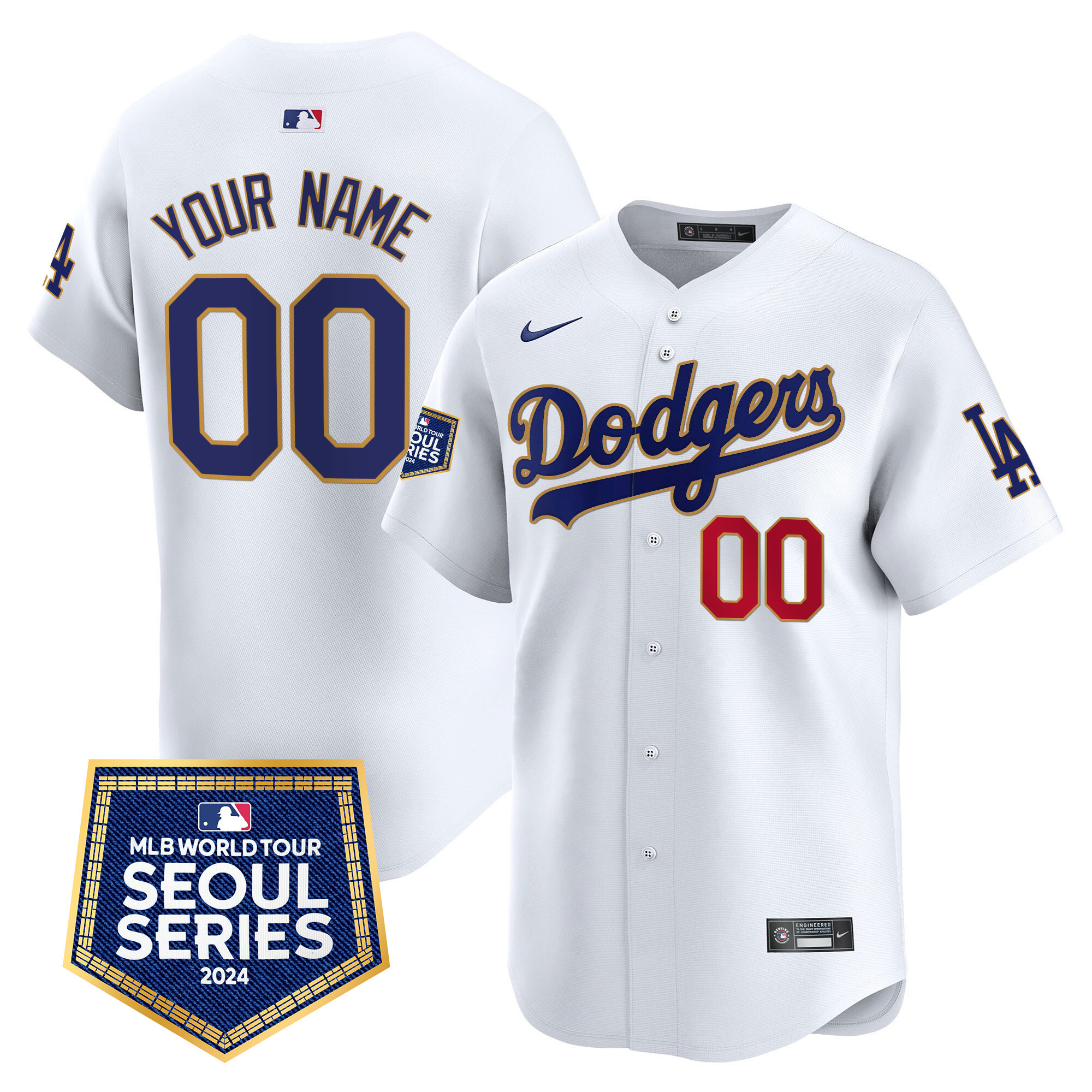 Los Angeles Dodgers 2024 World Tour Seoul Series Patch Vapor Premier Limited Custom White Jersey - All Stitched