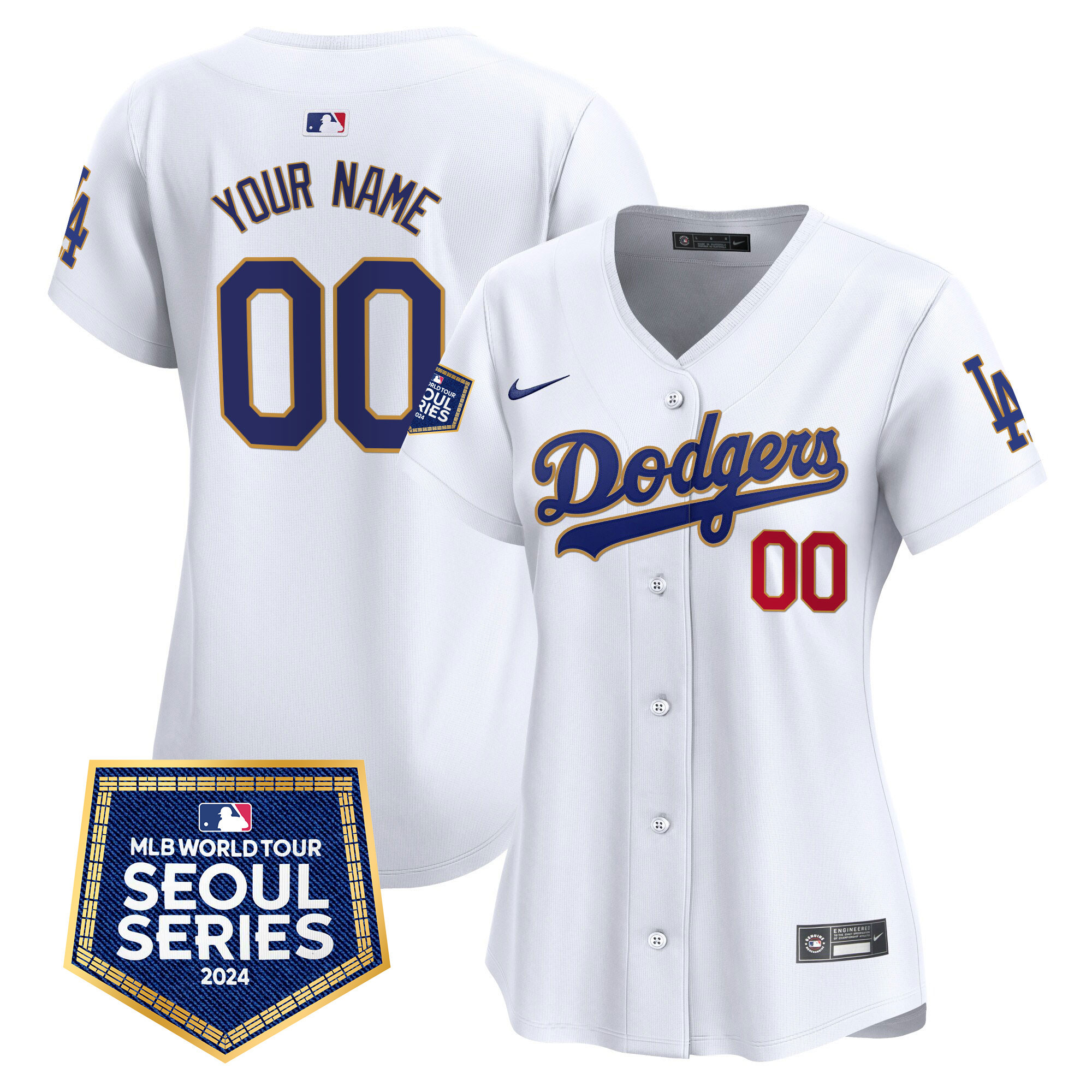 Los Angeles Dodgers 2024 World Tour Seoul Series Patch Vapor Premier Limited Custom White Jersey - All Stitched