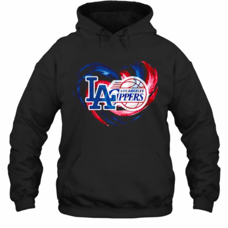 Los Angeles Dodgers And Los Angeles Clippers Heart Color Hoodie