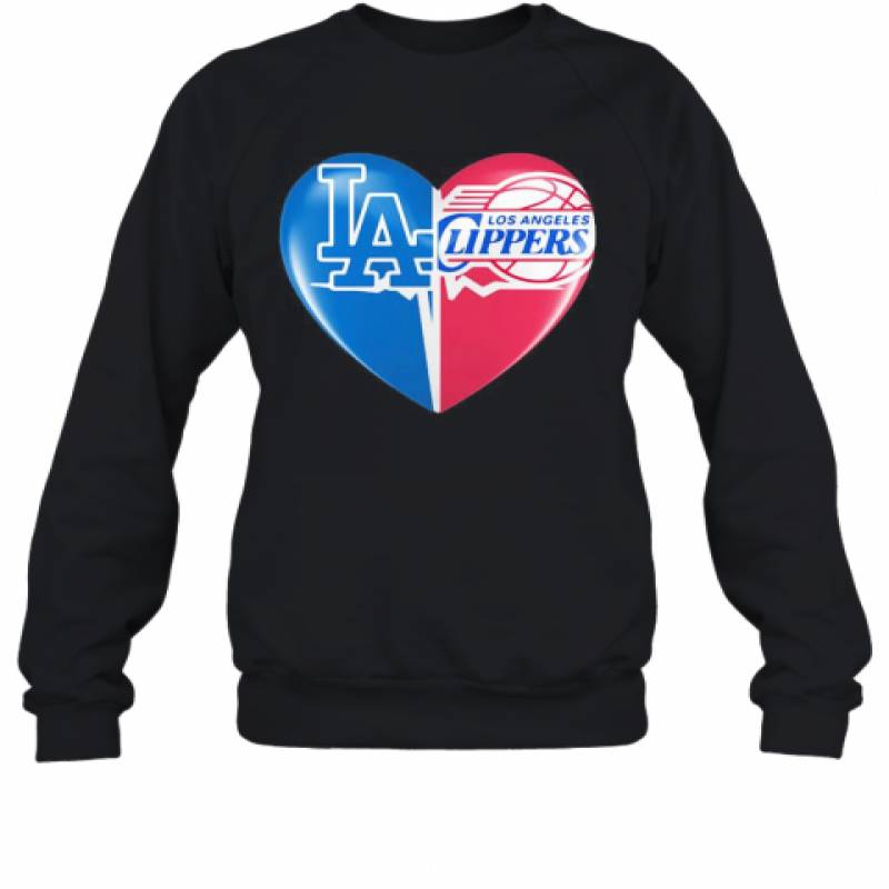 Los Angeles Dodgers And Los Angeles Clippers Heart Sweatshirt