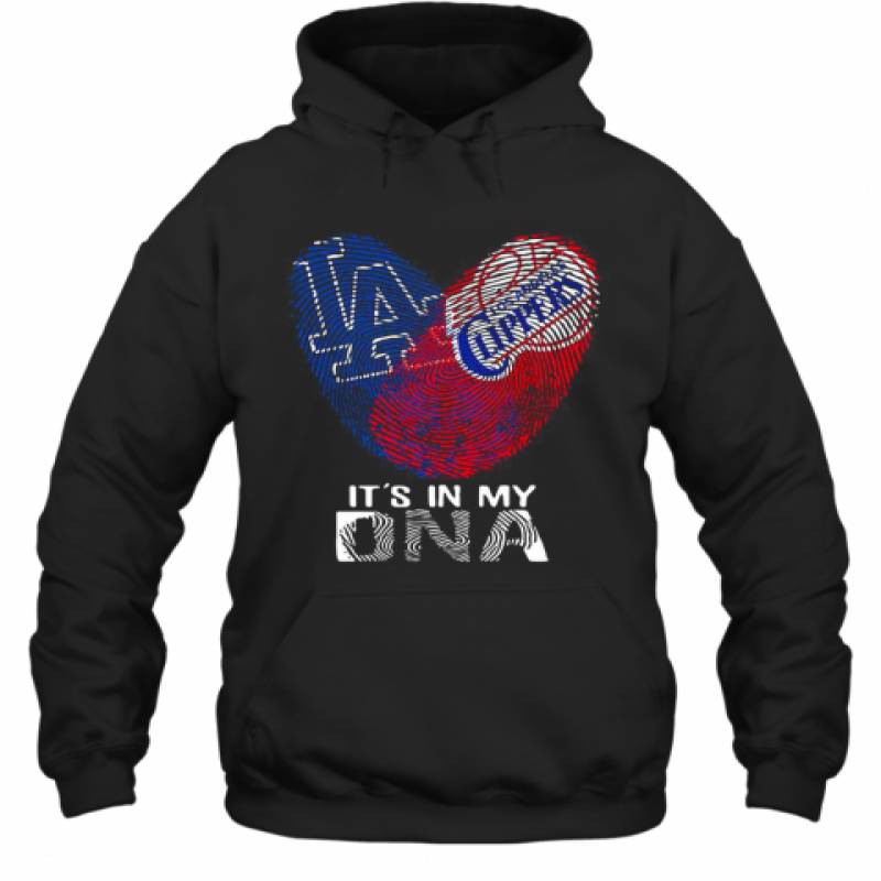 Los Angeles Dodgers And Los Angeles Clippers ItsIn My Dna Heart Hoodie
