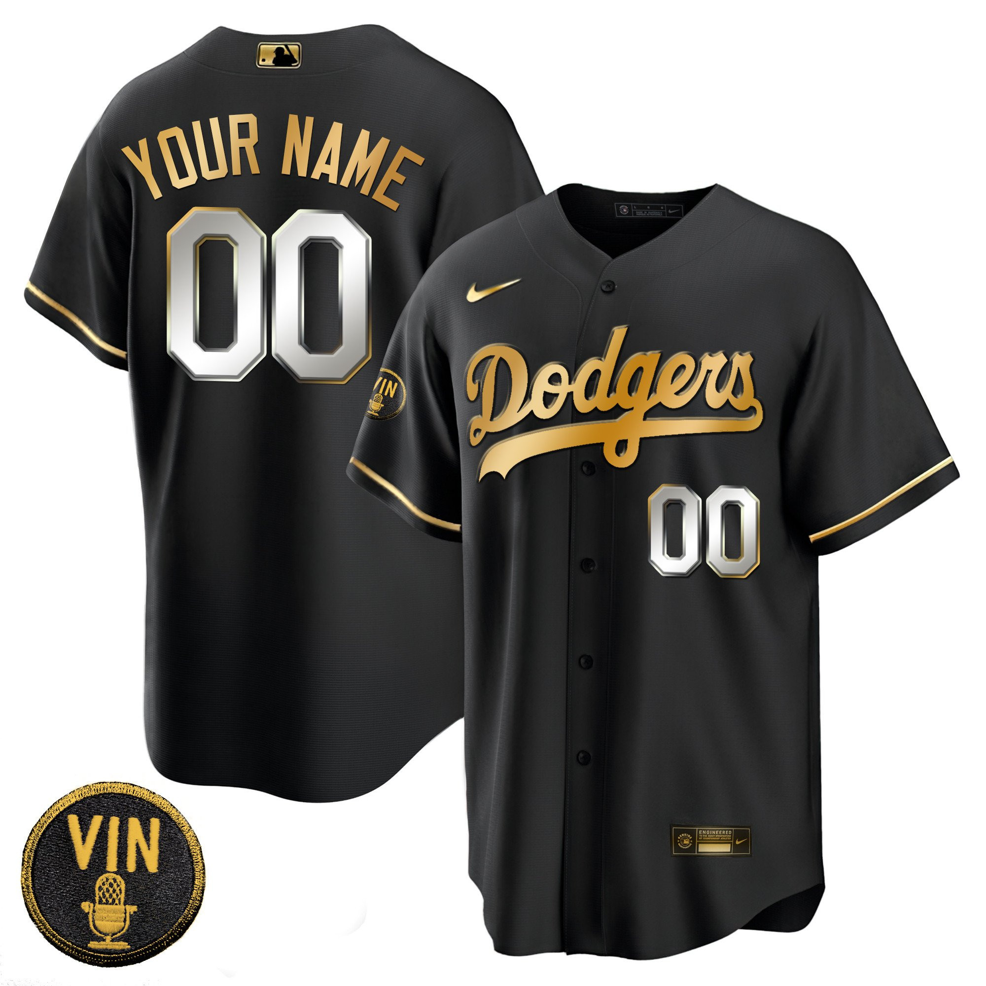 Los Angeles Dodgers Black Limited Vin Scully Patch Gold Custom Cool Black Limited Jersey - All Stitched
