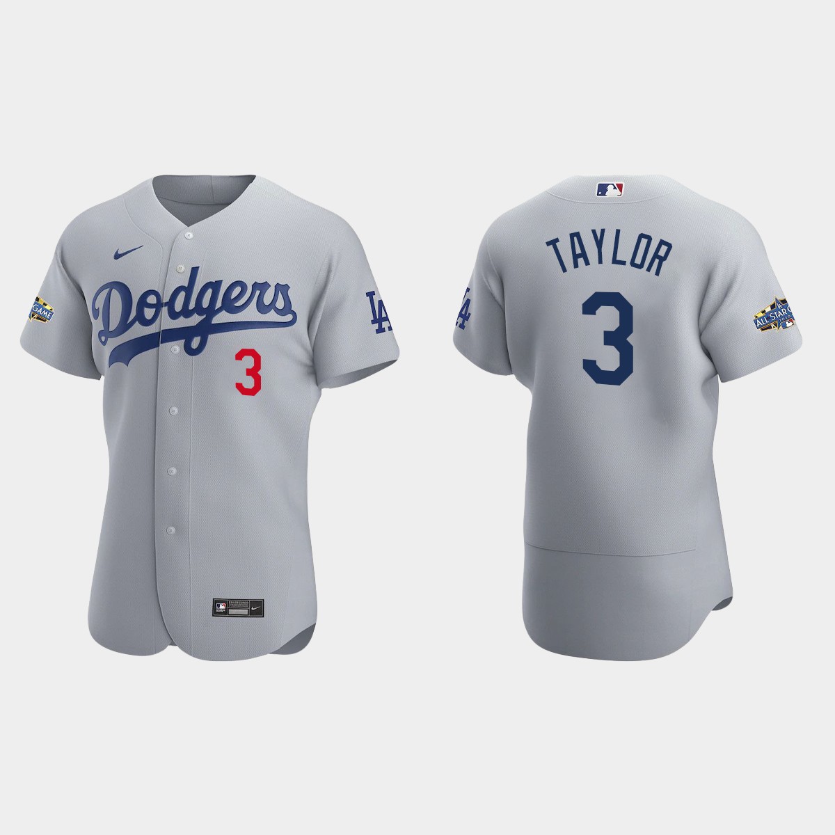 Los Angeles Dodgers Chris Taylor #3 Gray Patch 2020 Alternate Jersey