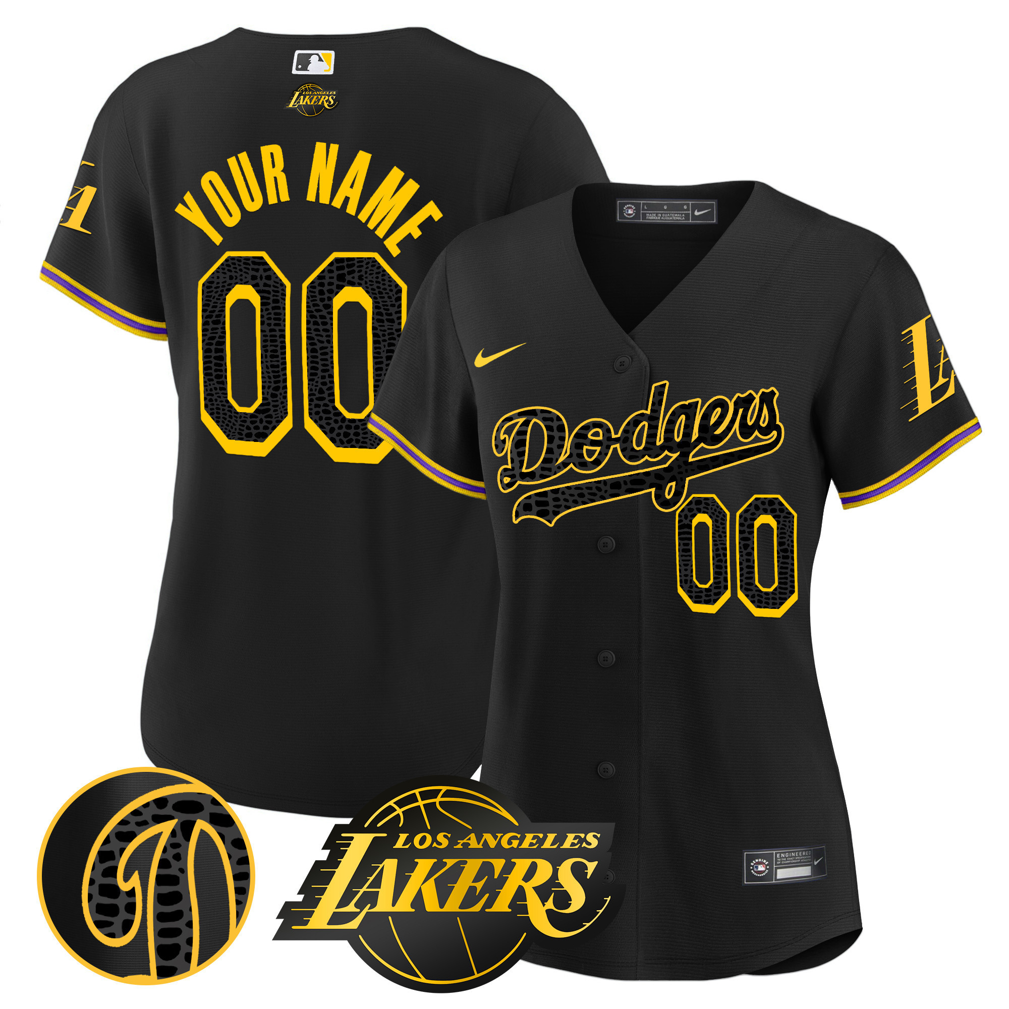 Los Angeles Dodgers Cool Base Mamba Custom Black Jersey - All Stitched