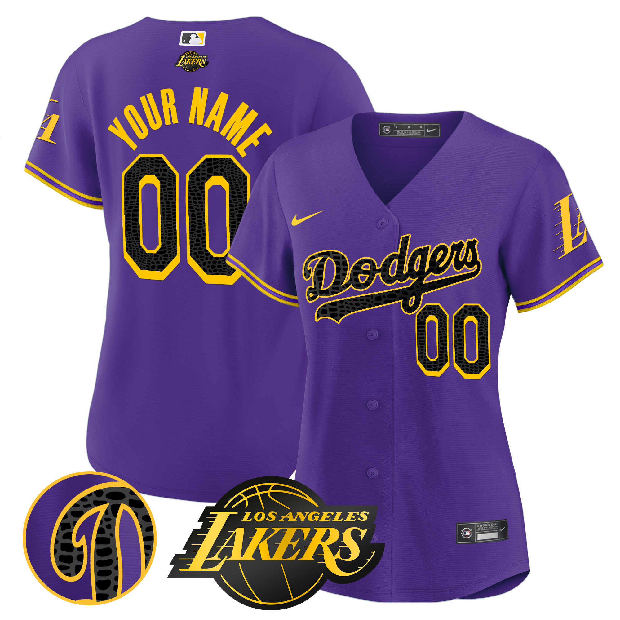 Los Angeles Dodgers Cool Base Mamba Custom Purple Jersey - All Stitched