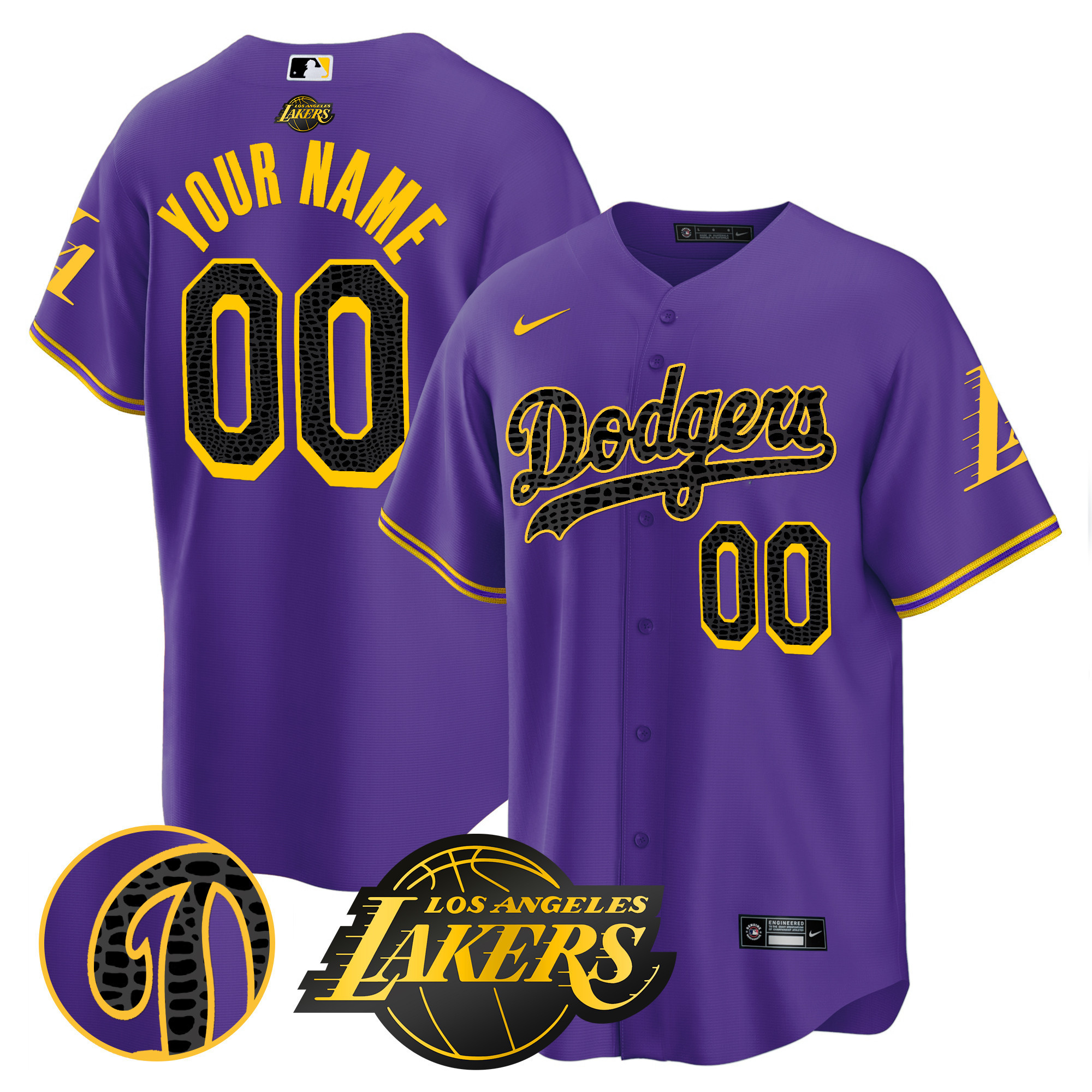 Los Angeles Dodgers Cool Base Mamba Custom Purple Jersey - All Stitched