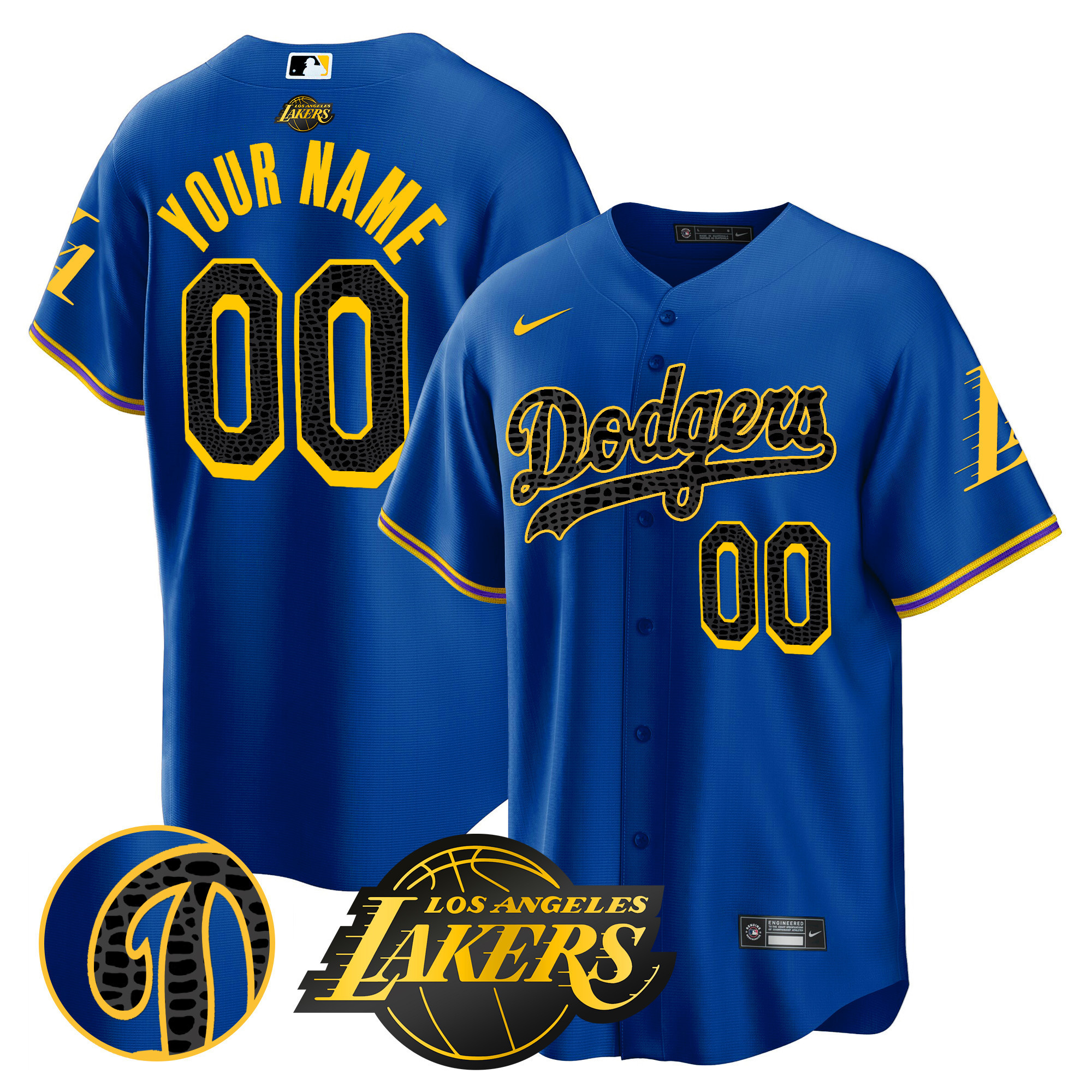 Los Angeles Dodgers Cool Base Mamba Custom Royal Jersey - All Stitched