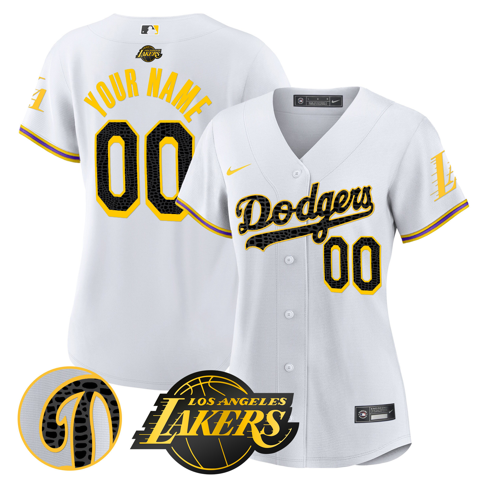 Los Angeles Dodgers Cool Base Mamba Custom White Jersey - All Stitched