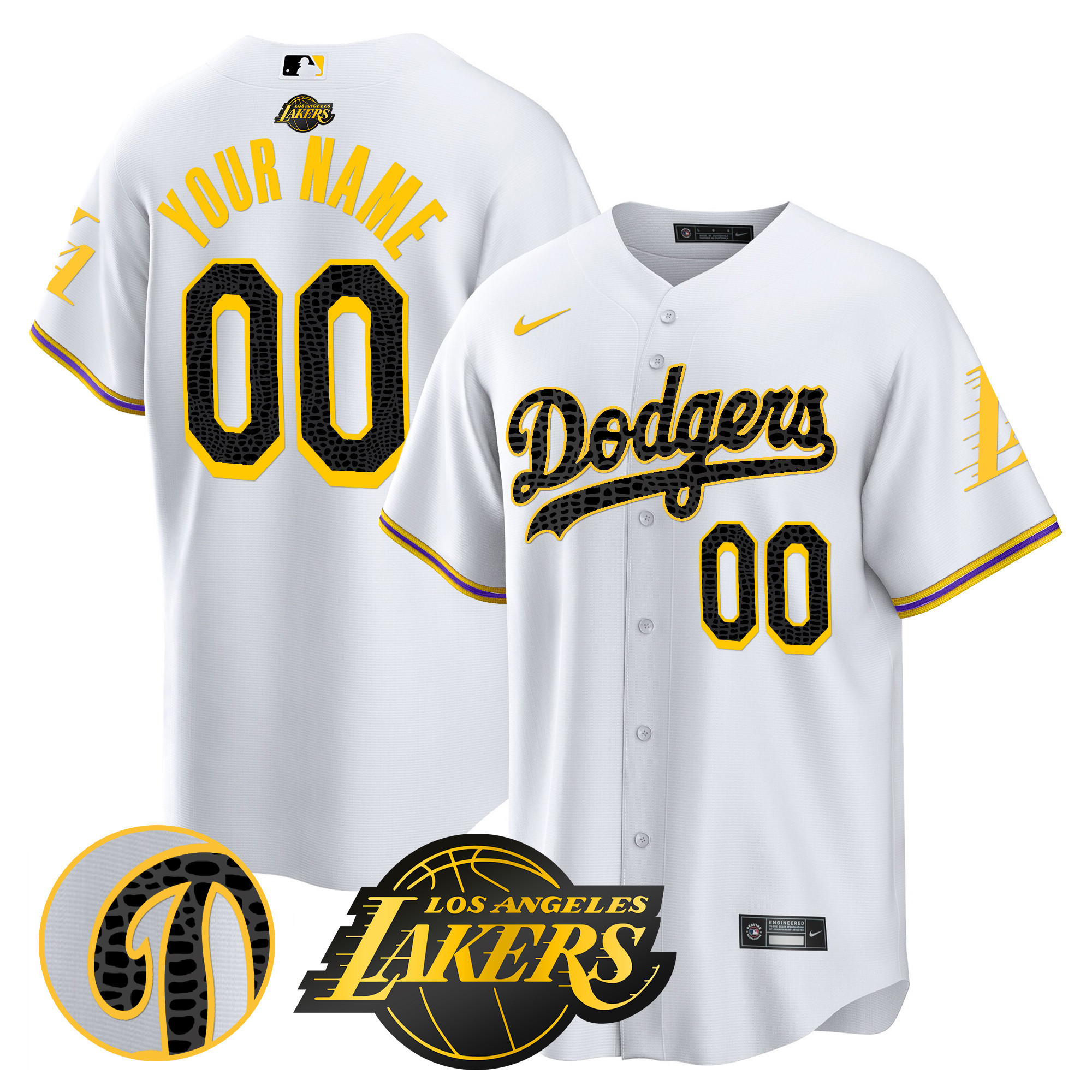 Los Angeles Dodgers Cool Base Mamba Custom White Jersey - All Stitched