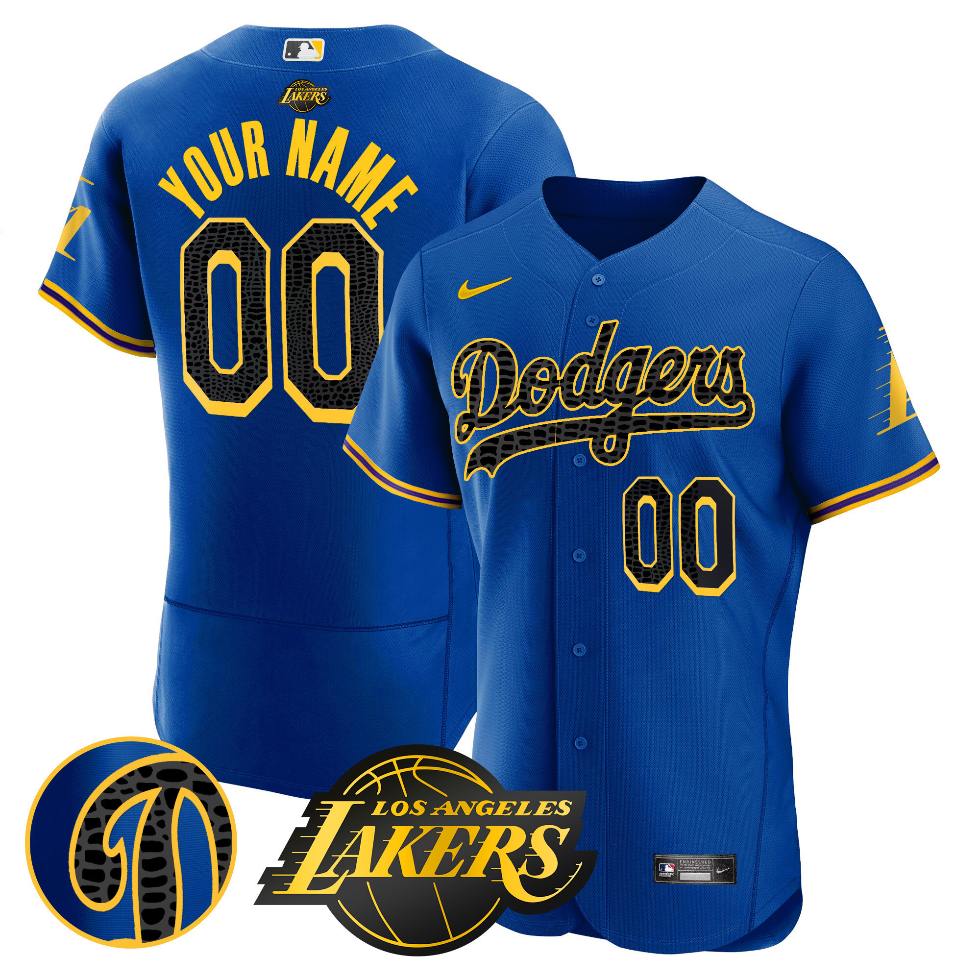 Los Angeles Dodgers Flex Base Mamba Custom Royal Jersey - All Stitched
