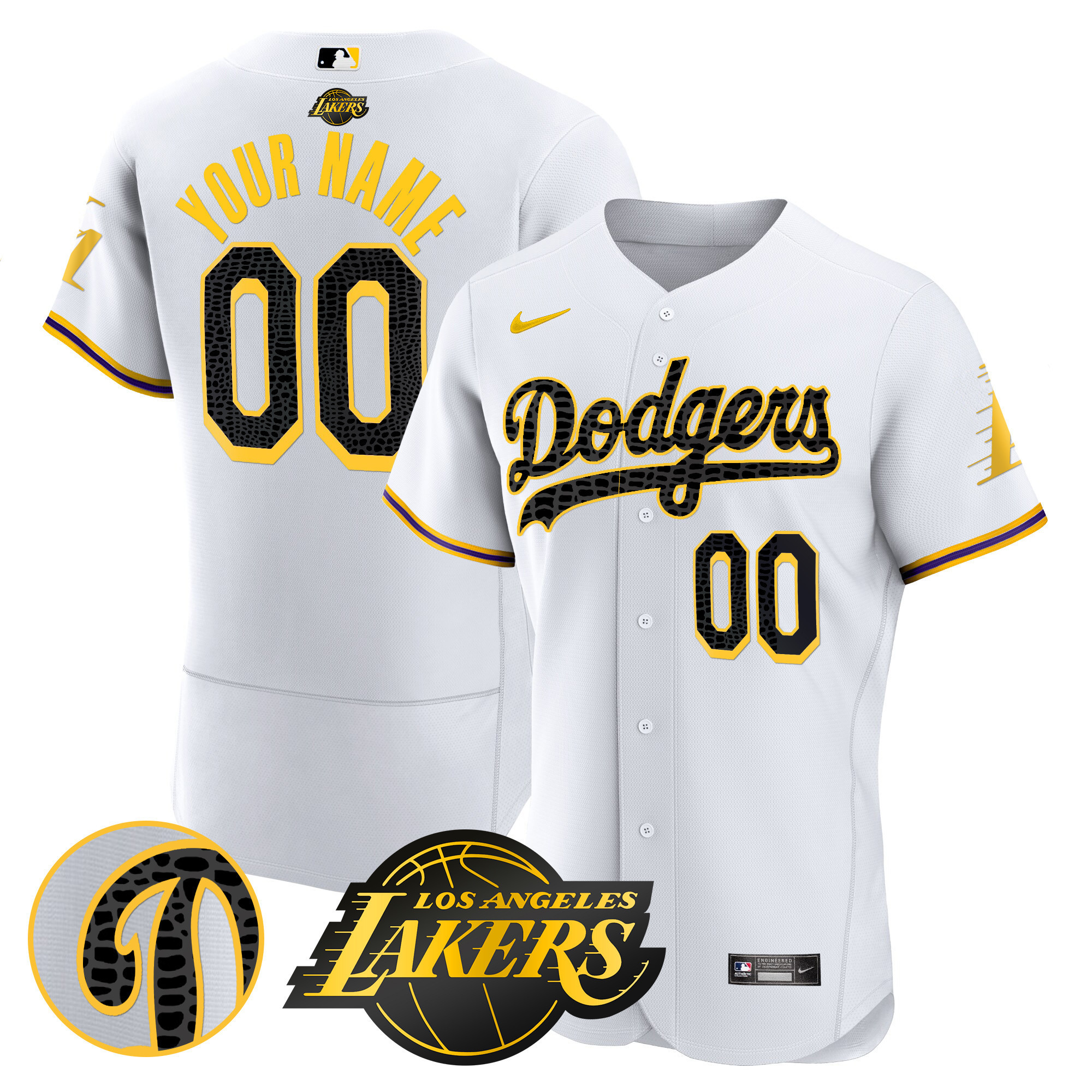 Los Angeles Dodgers Flex Base Mamba Custom White Jersey - All Stitched