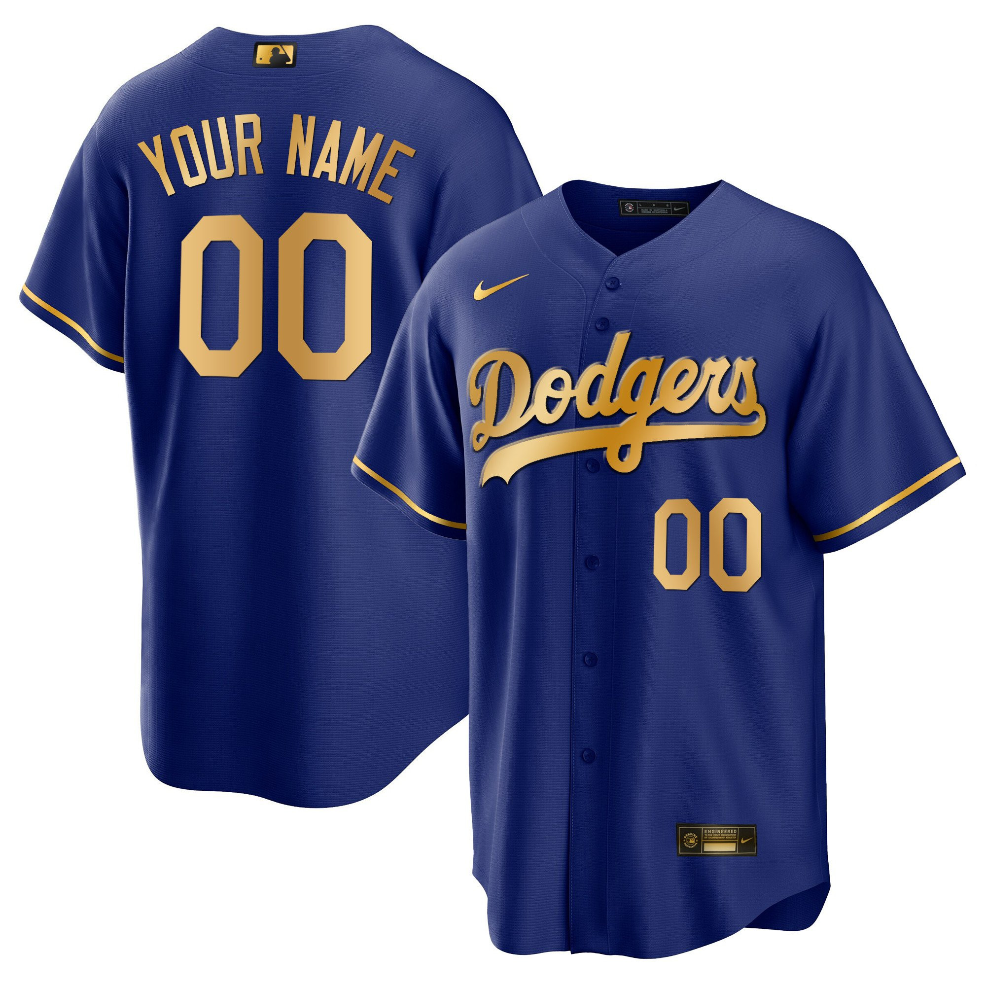 Los Angeles Dodgers Gold Custom Cool Royal Gold Jersey - All Stitched