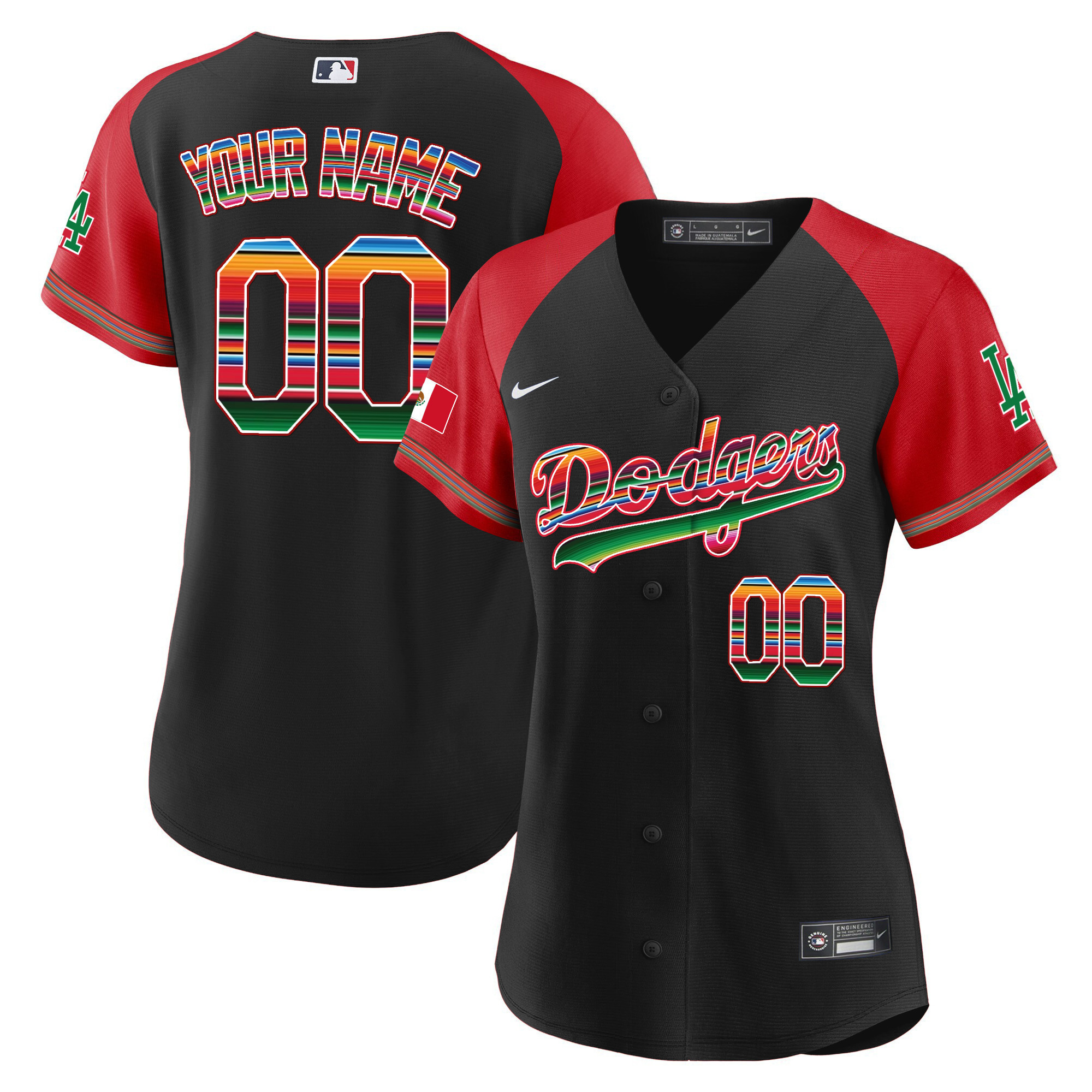 Los Angeles Dodgers Mexico Alternate Cool Base Custom Black Jersey - All Stitched