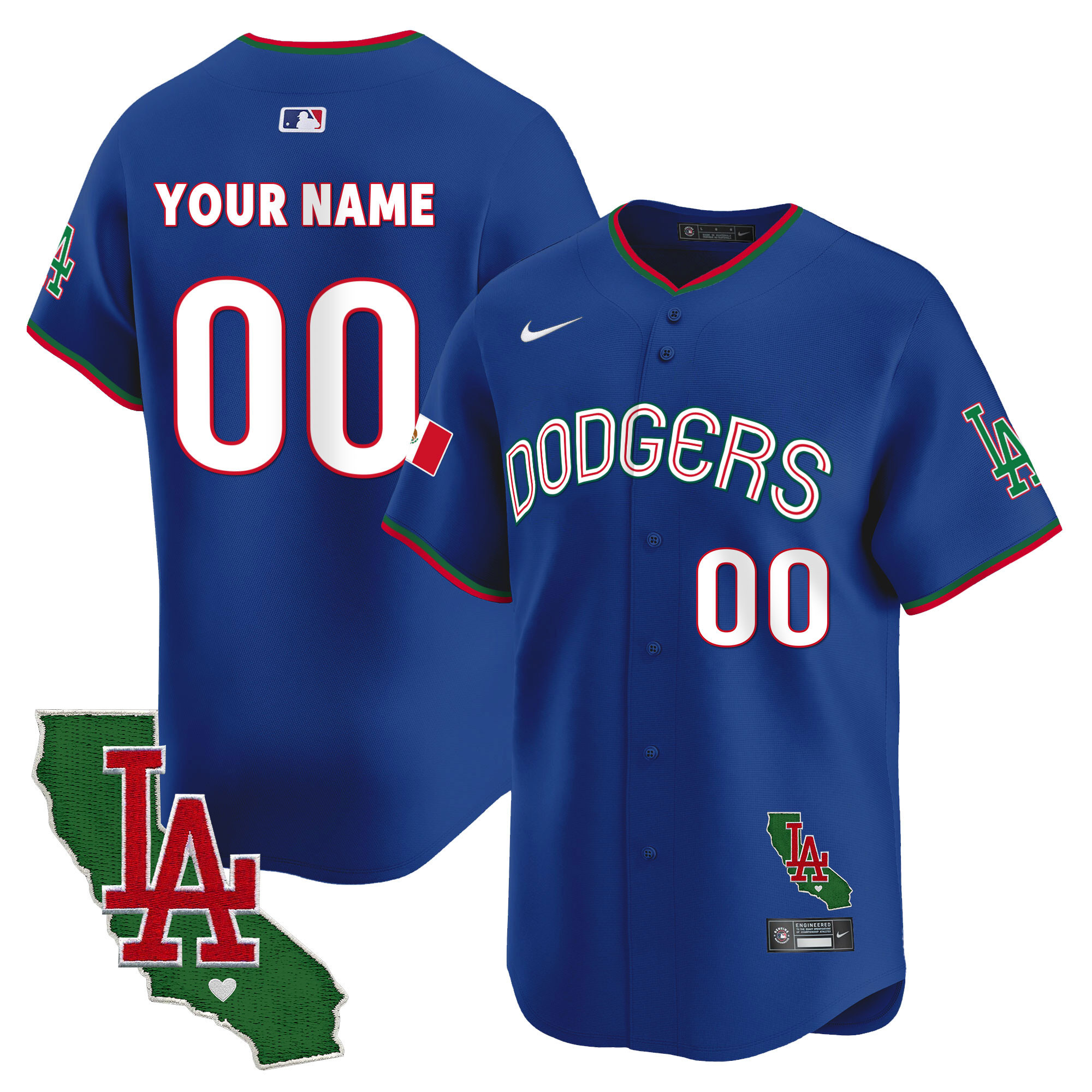 Los Angeles Dodgers Mexico California Patch Vapor Premier Limited Custom V3 Royal Jersey - All Stitched