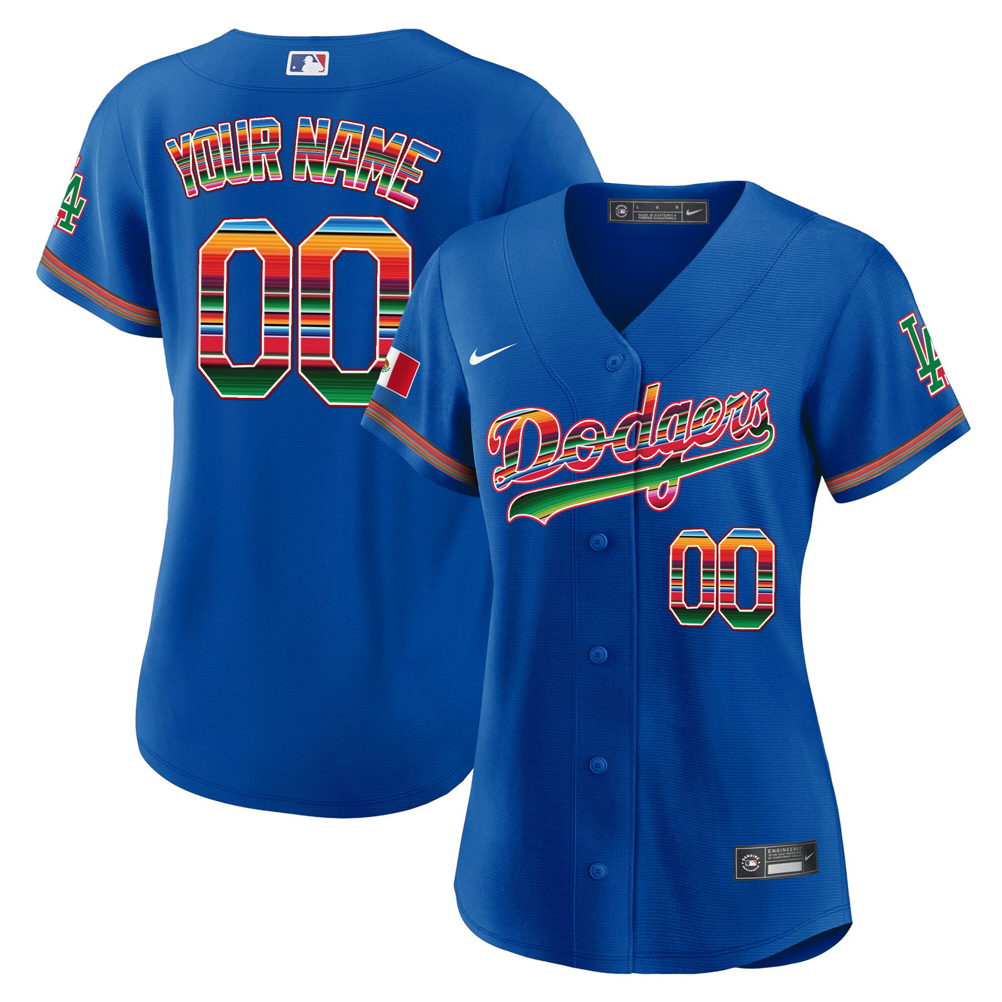 Los Angeles Dodgers Mexico Cool Base Limited Custom Royal Jersey - All Stitched