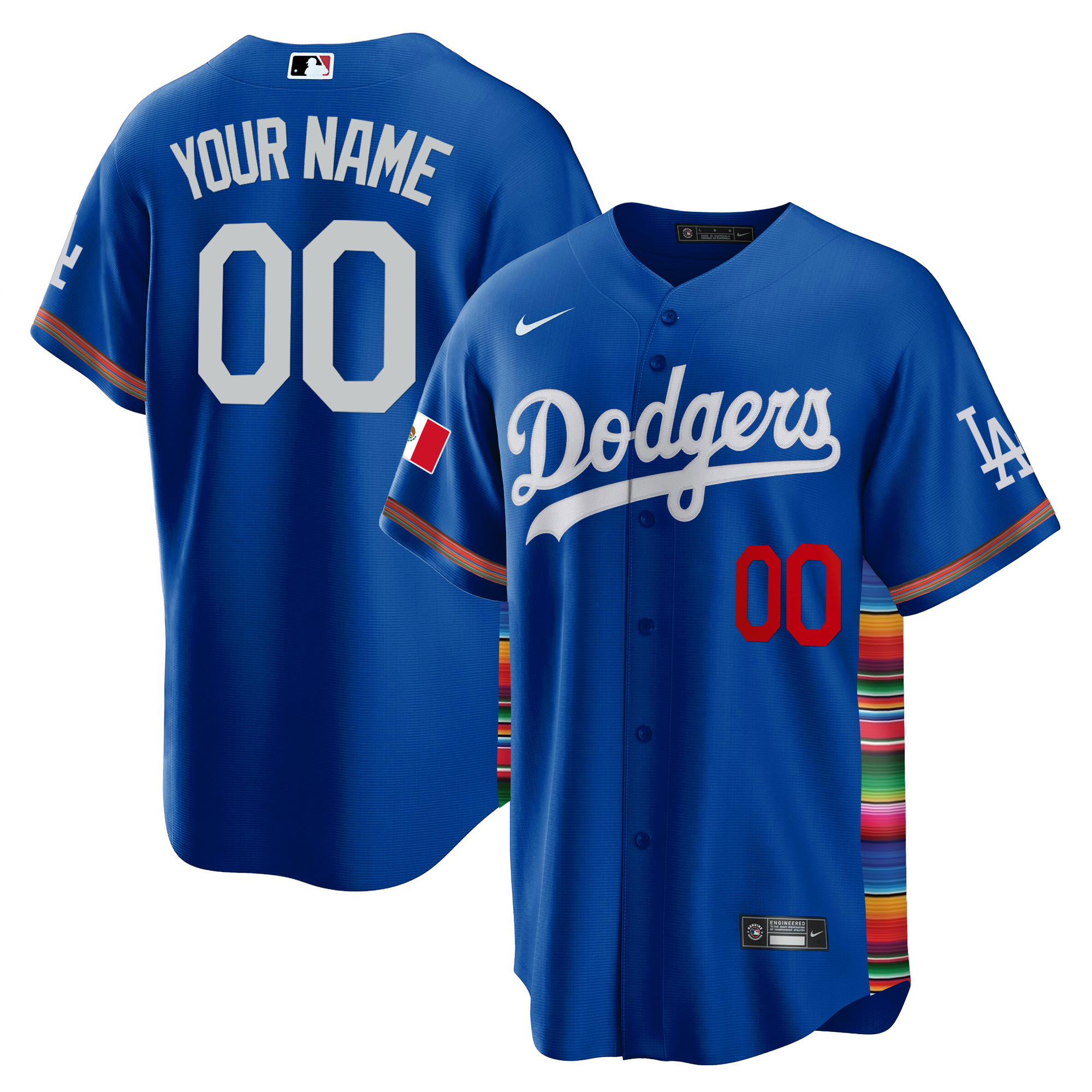Los Angeles Dodgers Mexico Cool Base Limited Custom V2 Royal Jersey - All Stitched