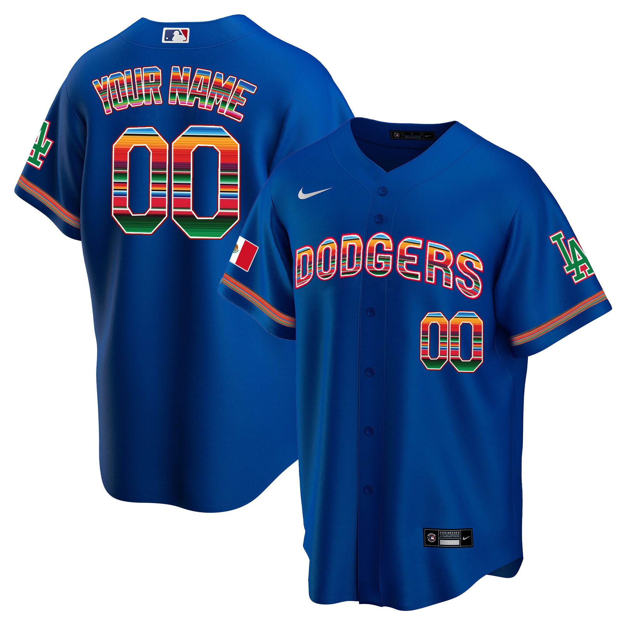 Los Angeles Dodgers Mexico Cool Base Limited Custom V3 Royal Jersey - All Stitched