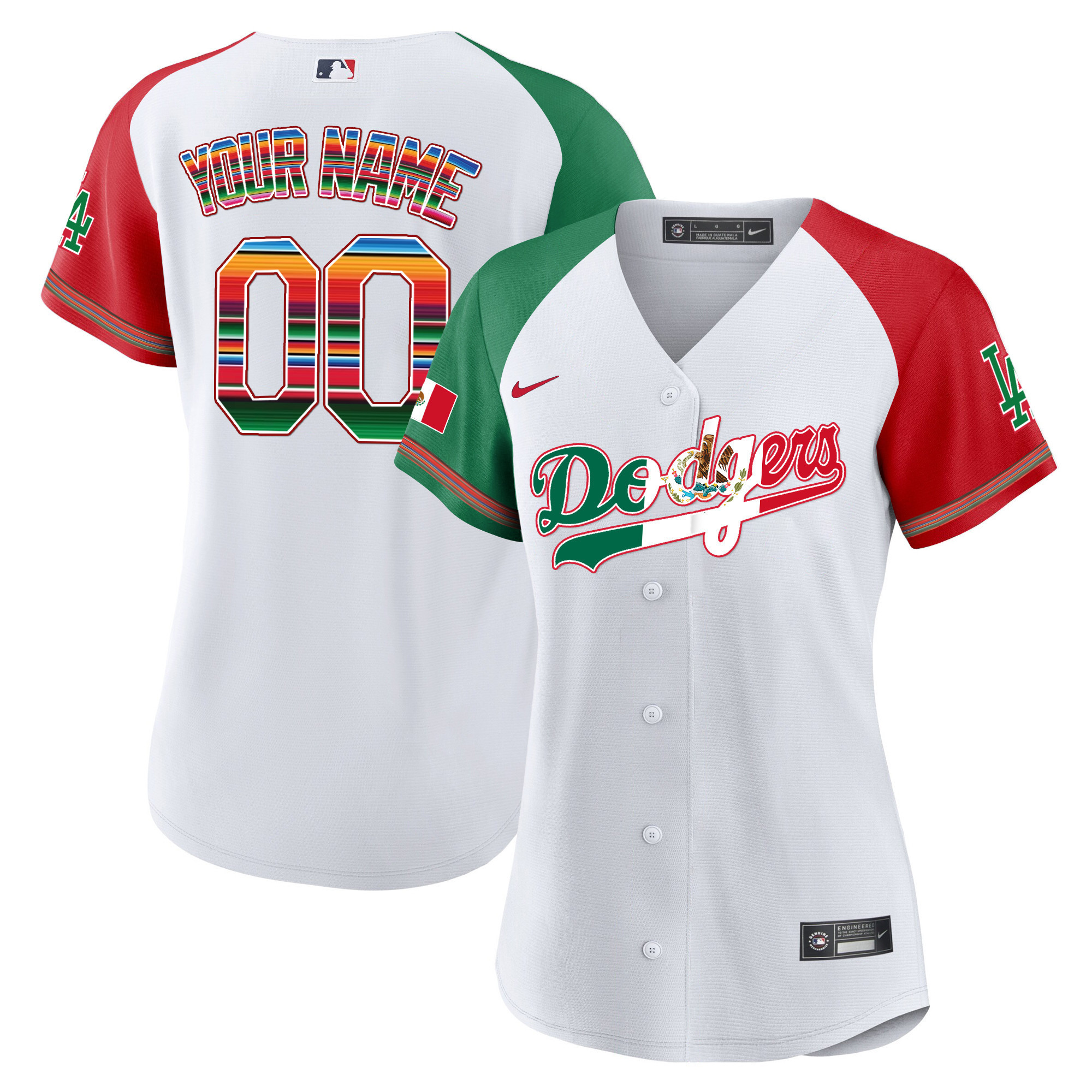 Los Angeles Dodgers Mexico Cool Base Limited Custom V4 Alternate Jersey - All Stitched