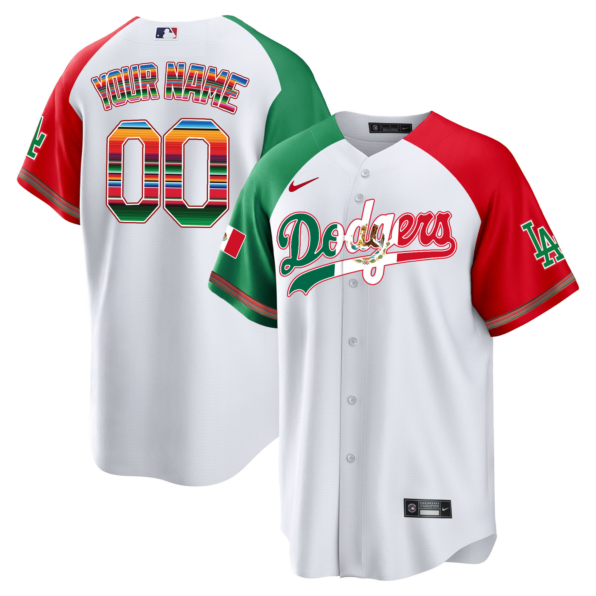 Los Angeles Dodgers Mexico Cool Base Limited Custom V4 Alternate Jersey - All Stitched