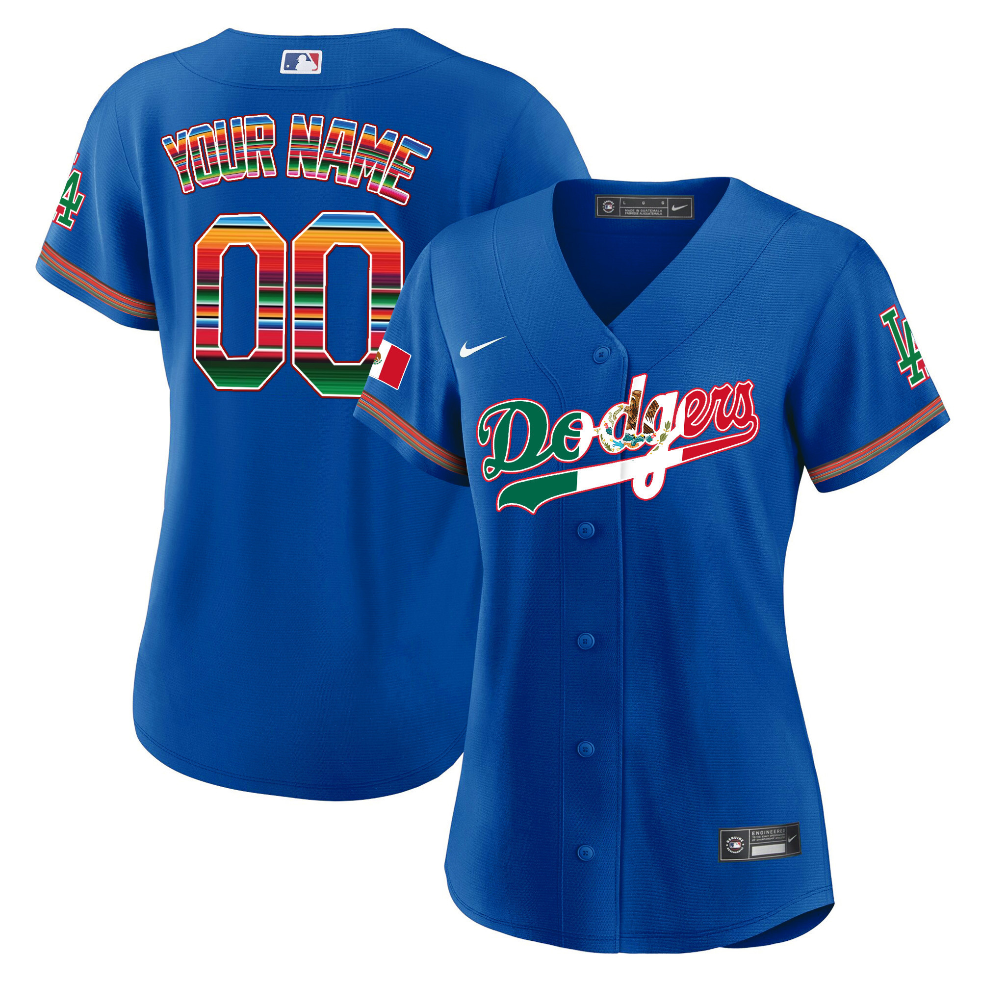 Los Angeles Dodgers Mexico Cool Base Limited Custom V4 Royal Jersey - All Stitched