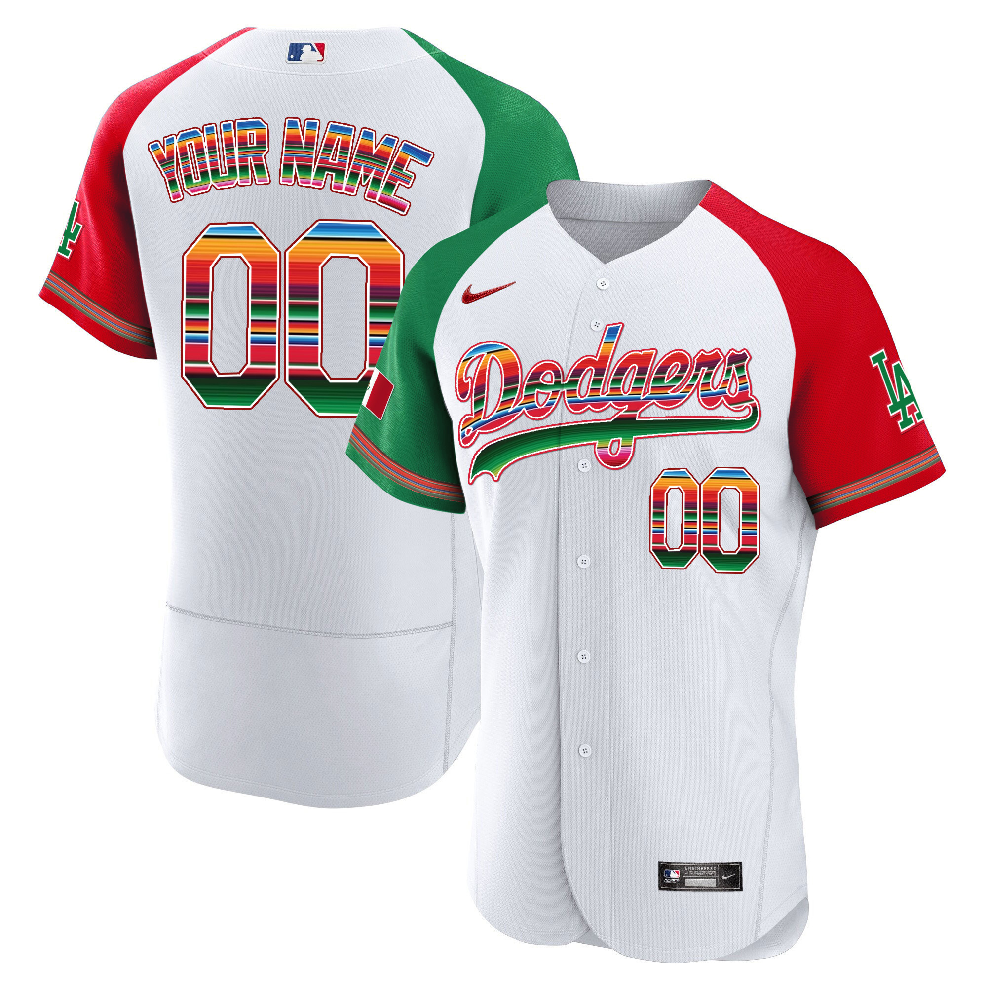 Los Angeles Dodgers Mexico Flex Base Limited Custom Alternate Jersey - All Stitched