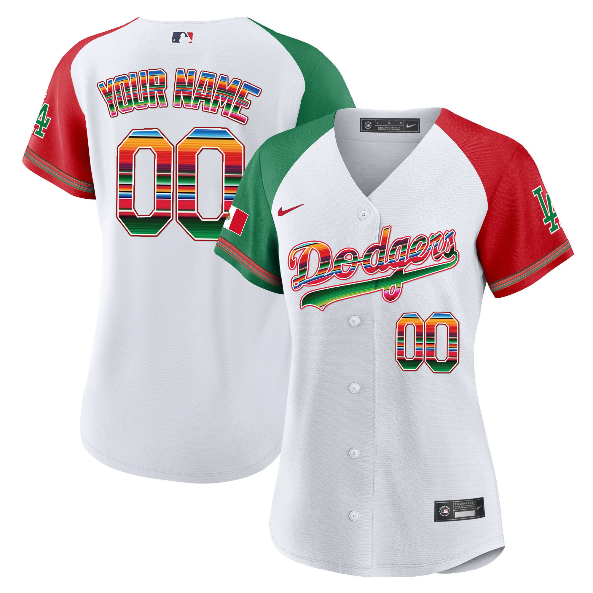 Los Angeles Dodgers Mexico Flex Base Limited Custom Alternate Jersey - All Stitched