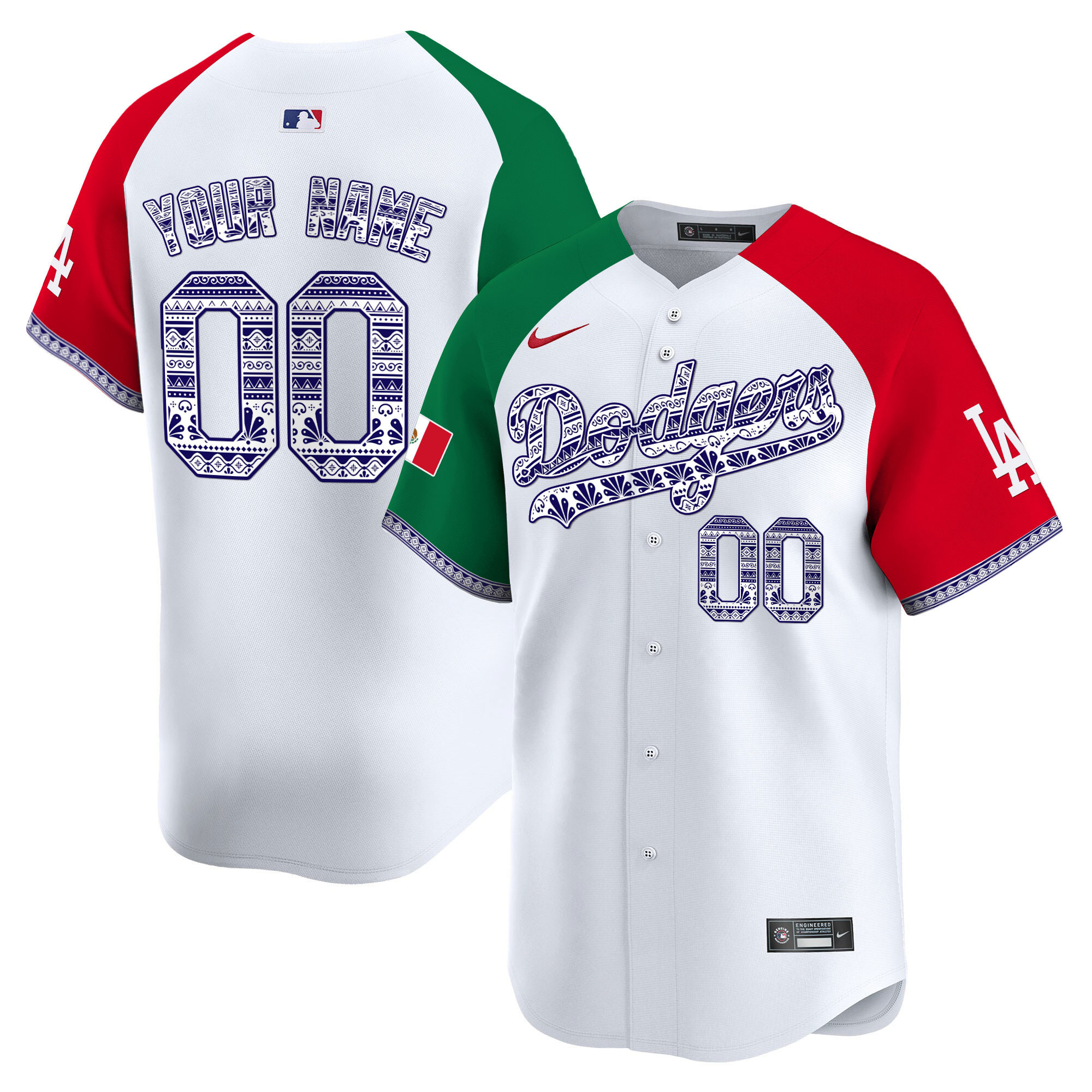 Los Angeles Dodgers Mexico Vapor Premier Limited Custom V3 Alternate Jersey - All Stitched