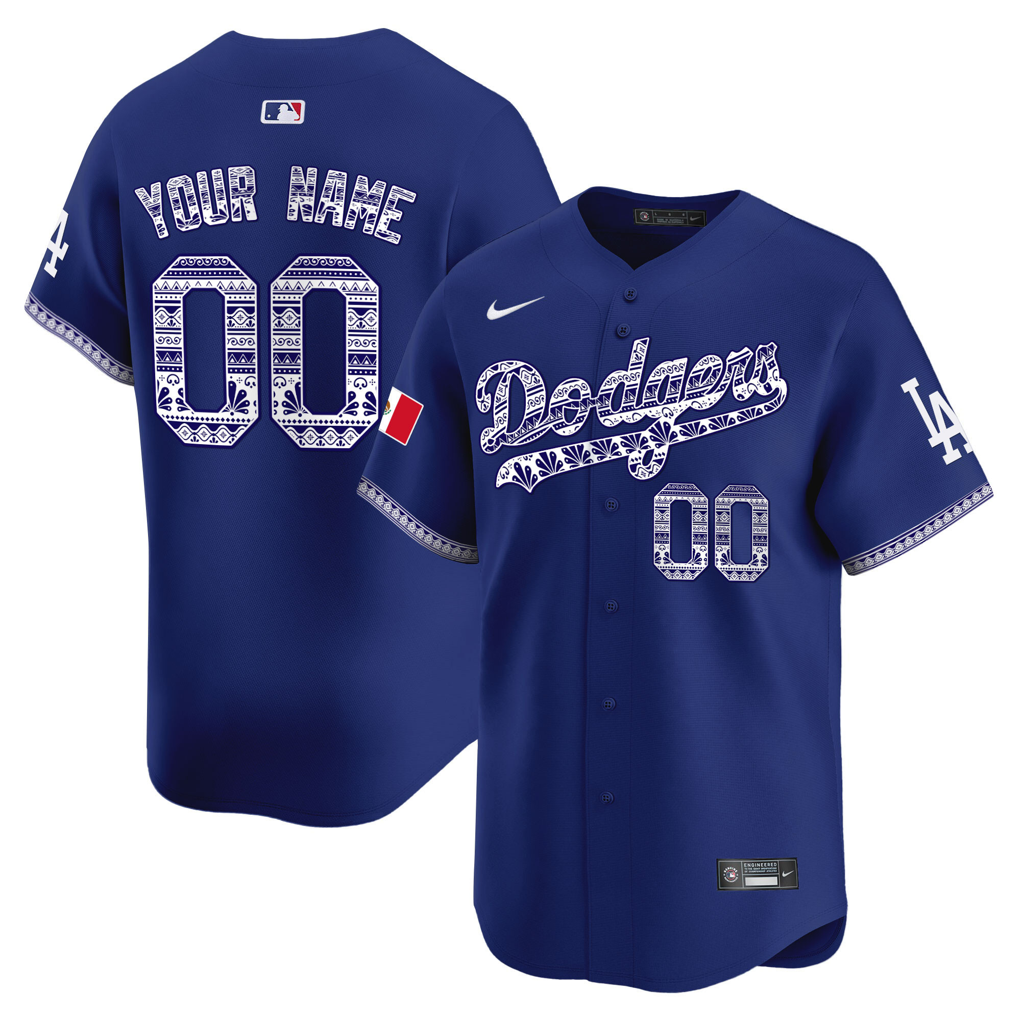 Los Angeles Dodgers Mexico Vapor Premier Limited Custom V3 Royal Jersey - All Stitched