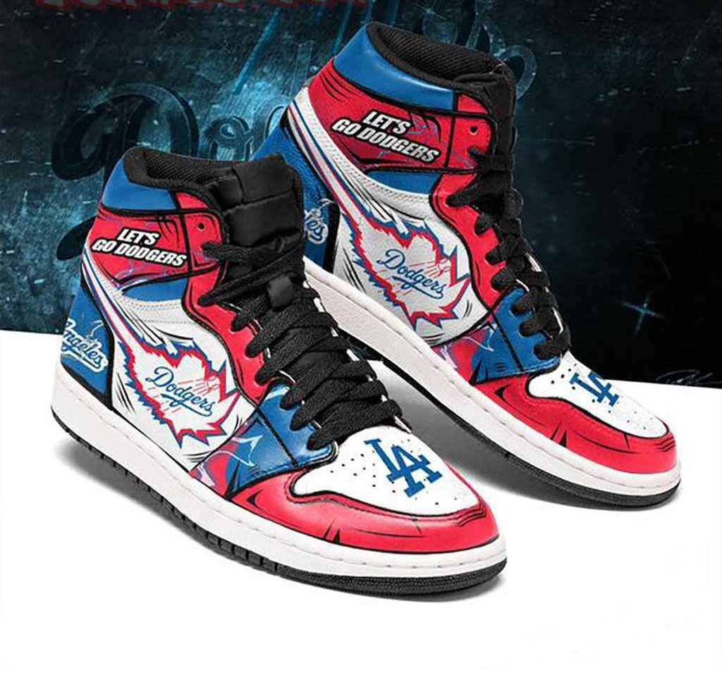 Los Angeles Dodgers MLB baseball Fashion Sneakers Basketball Shoes Leather High Top Air Jordan Sneaker, Air Jordan Hightop