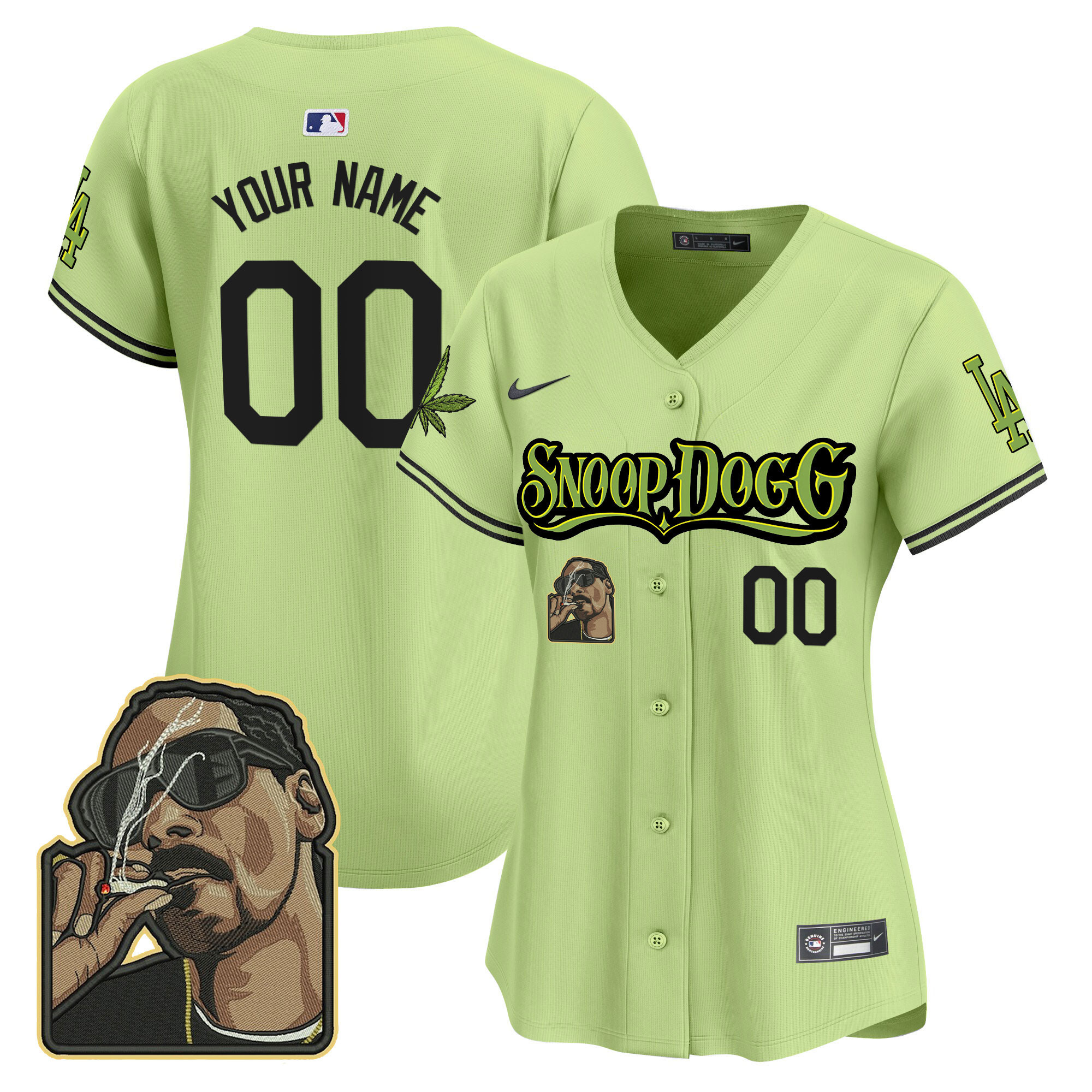 Los Angeles Dodgers Snoop Dogg Vapor Premier Limited Custom Light Green Jersey - All Stitched