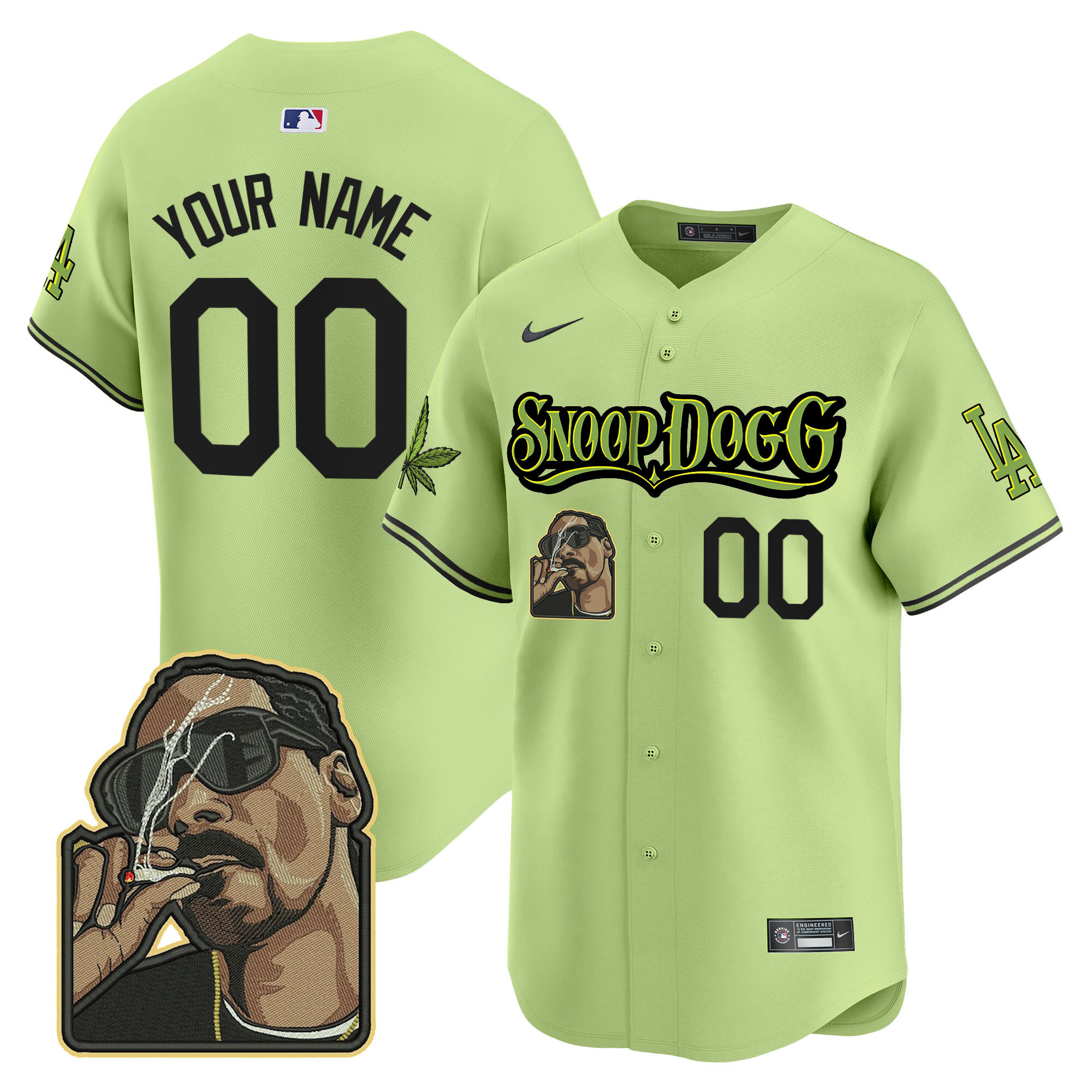 Los Angeles Dodgers Snoop Dogg Vapor Premier Limited Custom Light Green Jersey - All Stitched