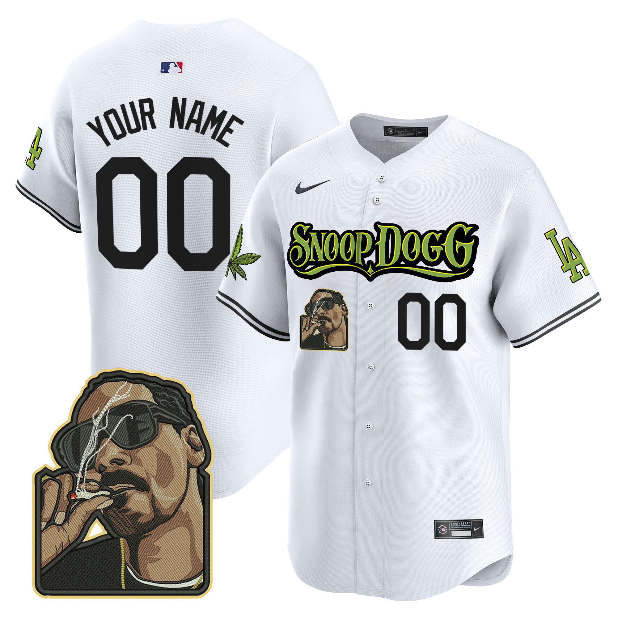Los Angeles Dodgers Snoop Dogg Vapor Premier Limited Custom White Jersey - All Stitched