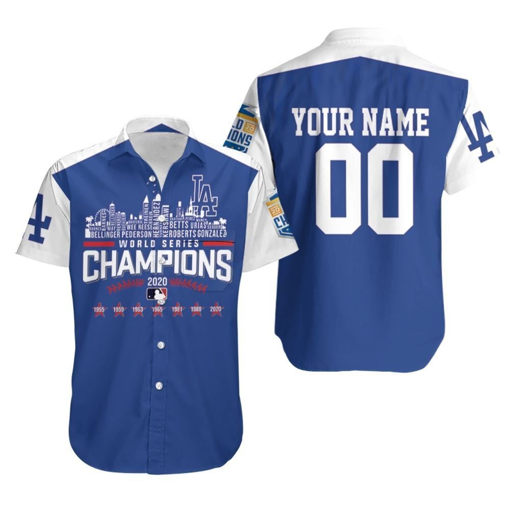 Los Angeles Dodgers Team Name World Series Champions 3D Personalized Hawaiian Shirt