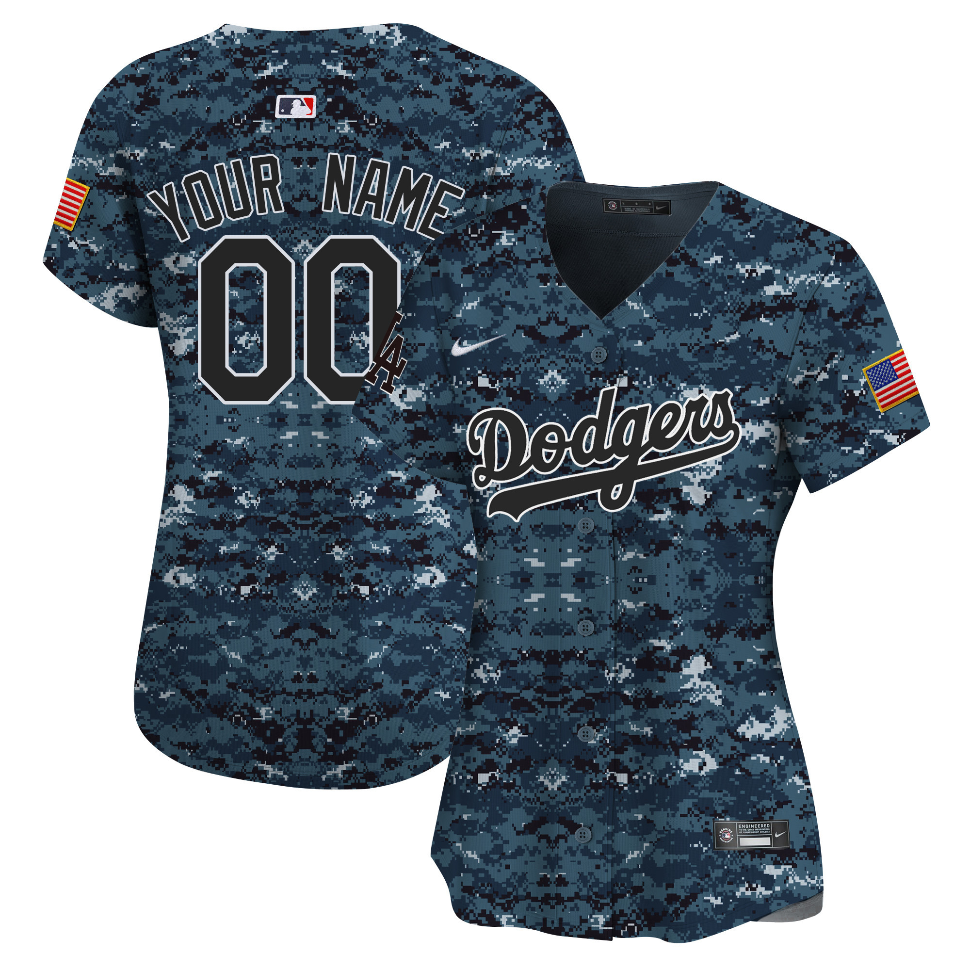 Los Angeles Dodgers USMC Alternate Vapor Premier Limited Custom Navy Jersey - All Stitched