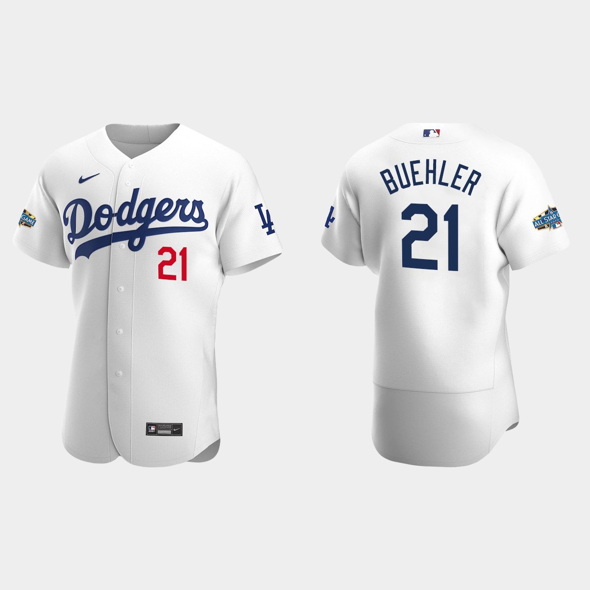 Los Angeles Dodgers Walker Buehler #21 White Patch 2020 Home Jersey