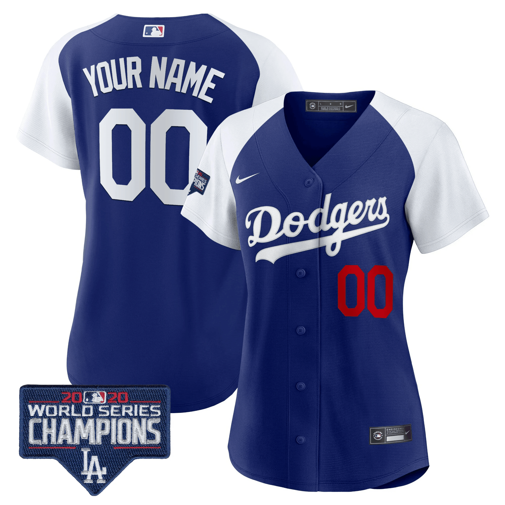 Los Angeles Dodgers World Series Champions Patch Flex Base Custom Alternate Royal Jersey - All Stitched