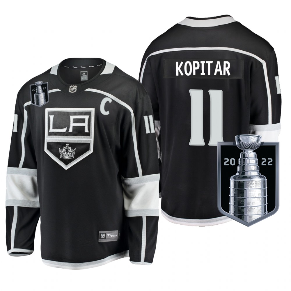 Los Angeles Kings #11 Anze Kopitar Black 2022 Stanley Cup Playoffs Home Jersey