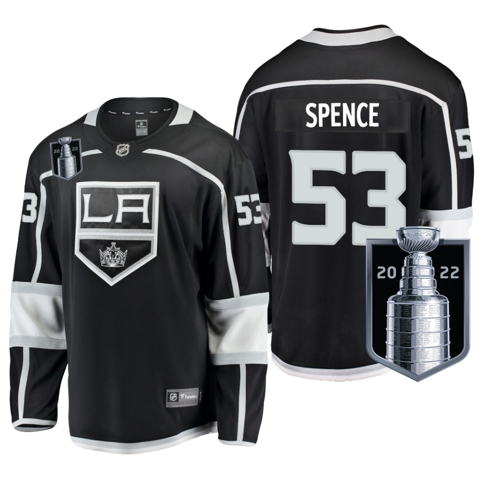 Los Angeles Kings #53 Jordan Spence Black 2022 Stanley Cup Playoffs Home Jersey