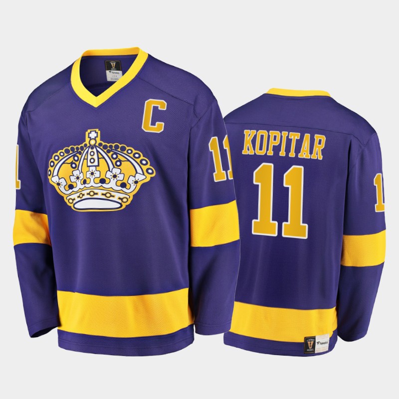 Los Angeles Kings Anze Kopitar #11 Heritage Purple Throwback Premier Breakaway Jersey