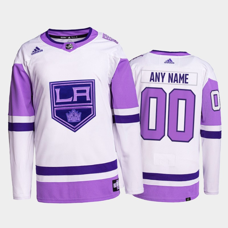 Los Angeles Kings Custom #00 Fights Cancer White Purple Primegreen Jersey