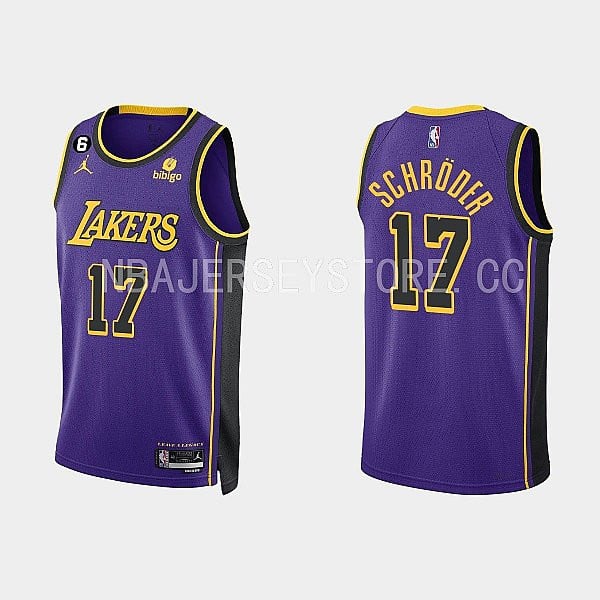 Los Angeles Lakers 17 Dennis Schroder 2022-23 Statement Edition Purple Men Jersey