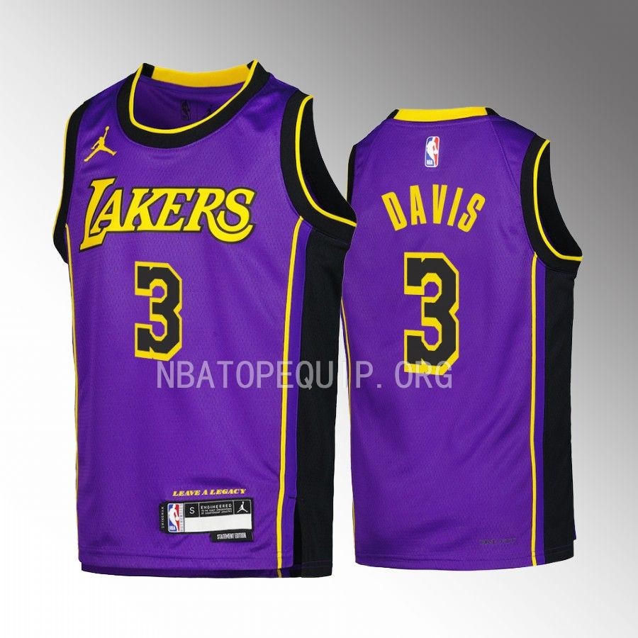 Los Angeles Lakers Anthony Davis Statement Edition Purple Youth Jersey Swingman #3